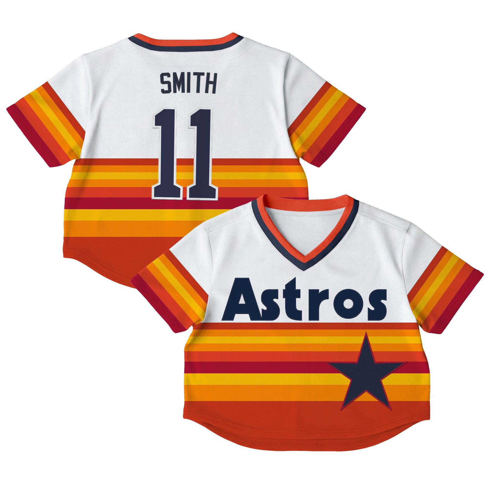 Women's Houston Astros Throwback Crop Top Baseball Jersey - All Stitched