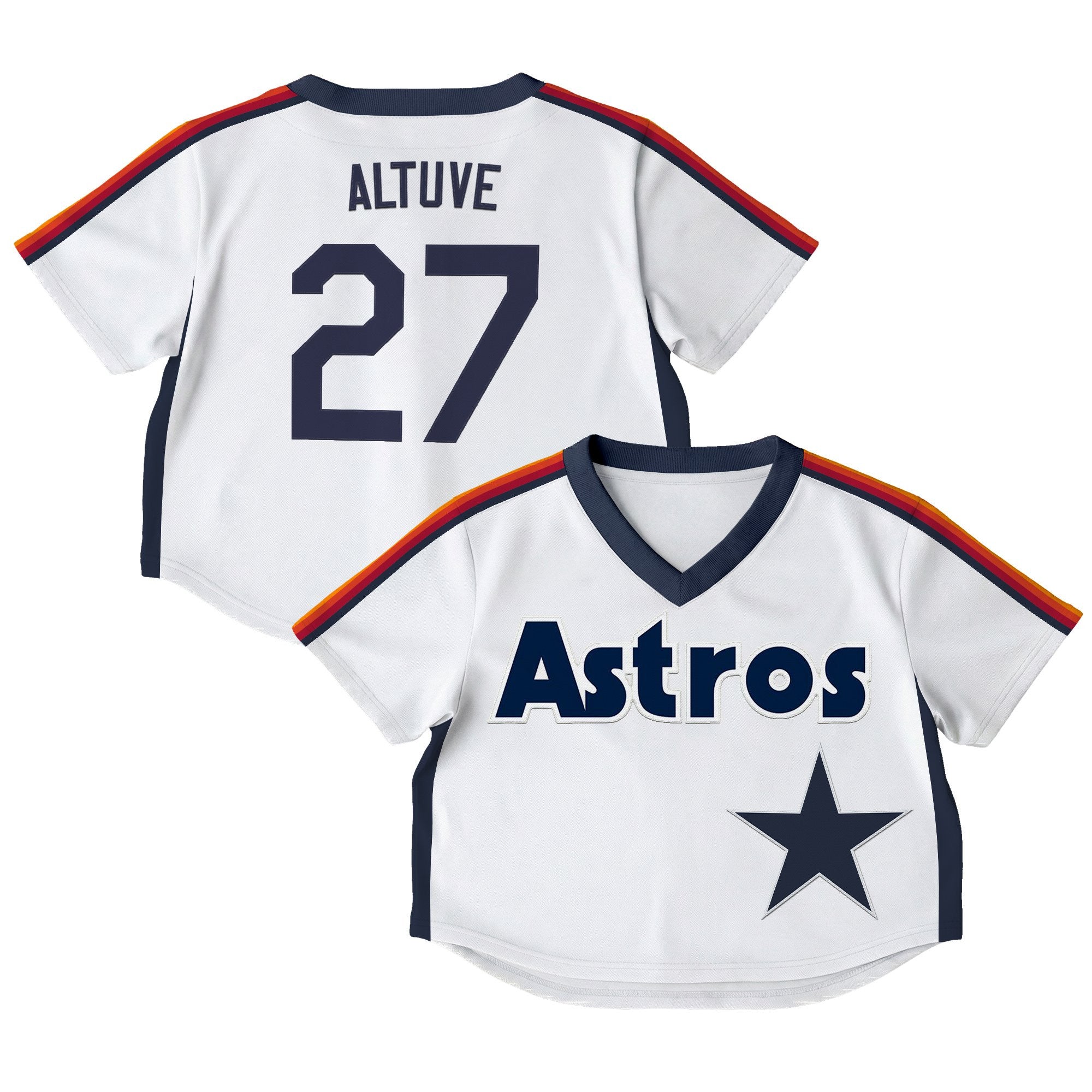 Women's Houston Astros Throwback Crop Top Baseball Jersey - All Stitched