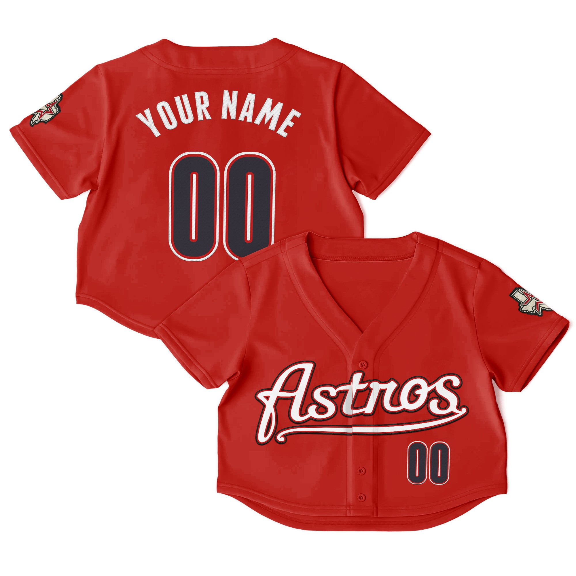Women's Houston Astros Throwback Crop Top Baseball Custom Jersey - All Stitched