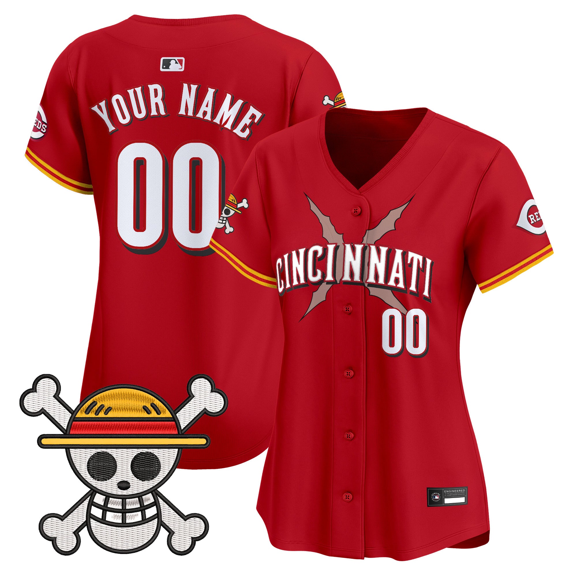 Cincinnati Reds x One Piece Vapor Premier Limited Custom Jersey - Stitched