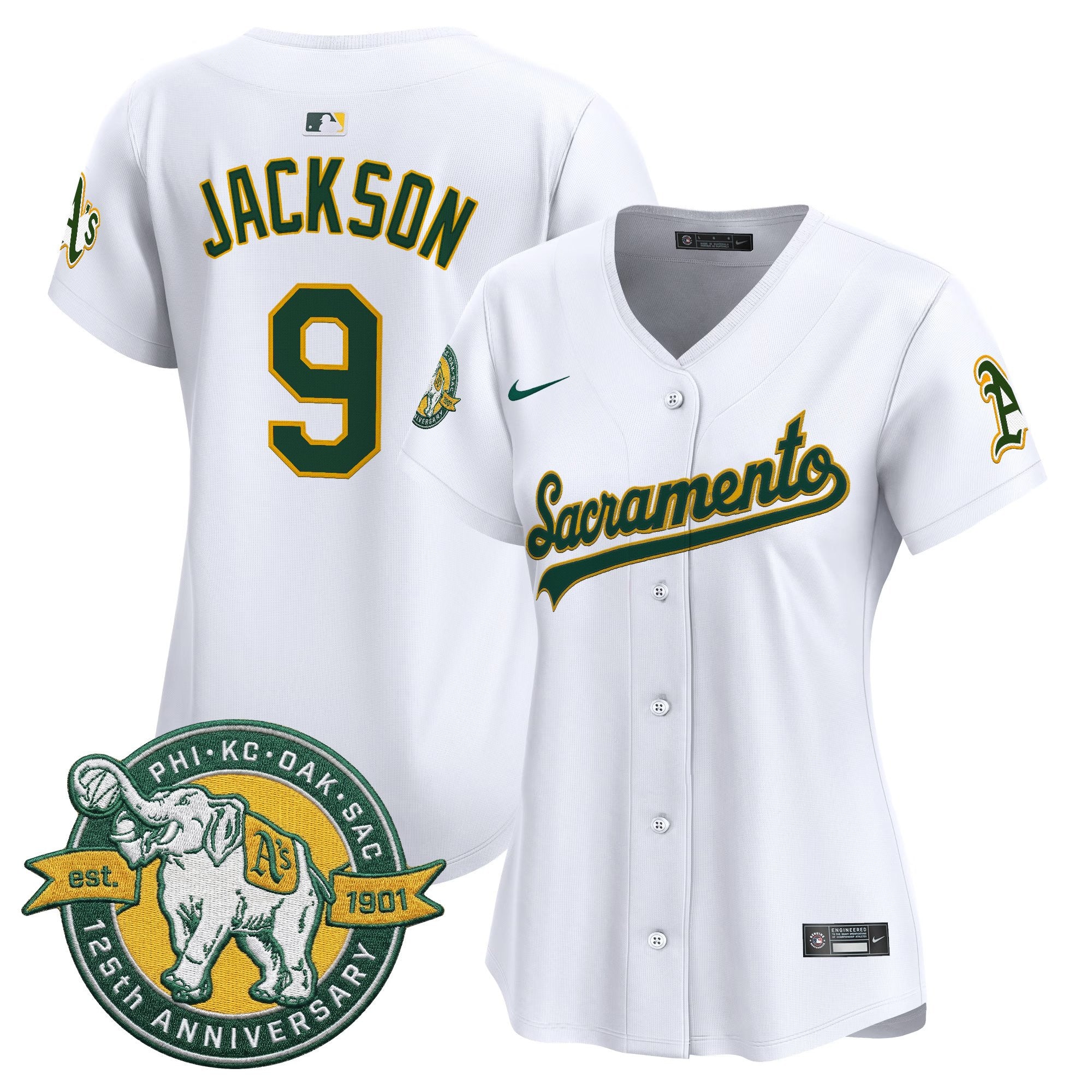 Women's Athletics 'Sacramento Edition' Vapor Premier Limited Jersey - 125th Anniversary Patch - All Stitched