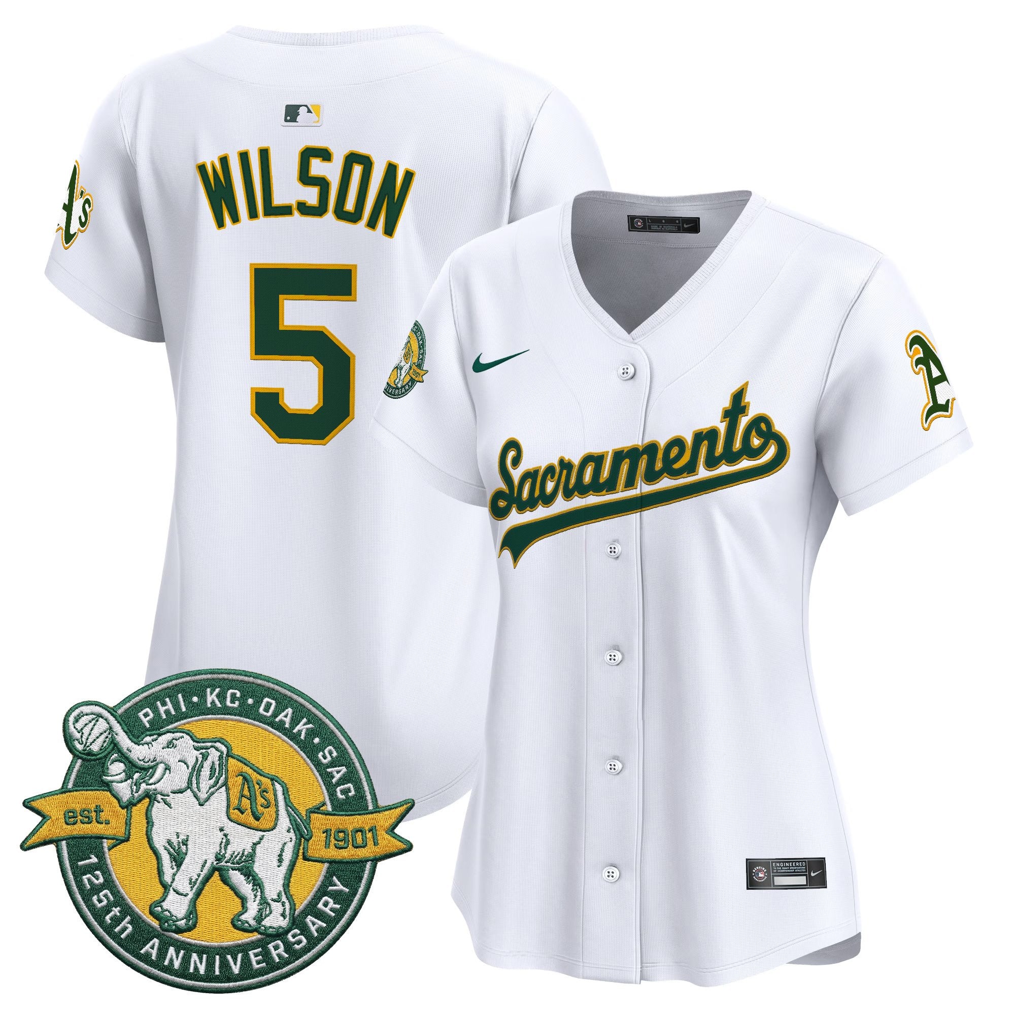 Women's Athletics 'Sacramento Edition' Vapor Premier Limited Jersey - 125th Anniversary Patch - All Stitched