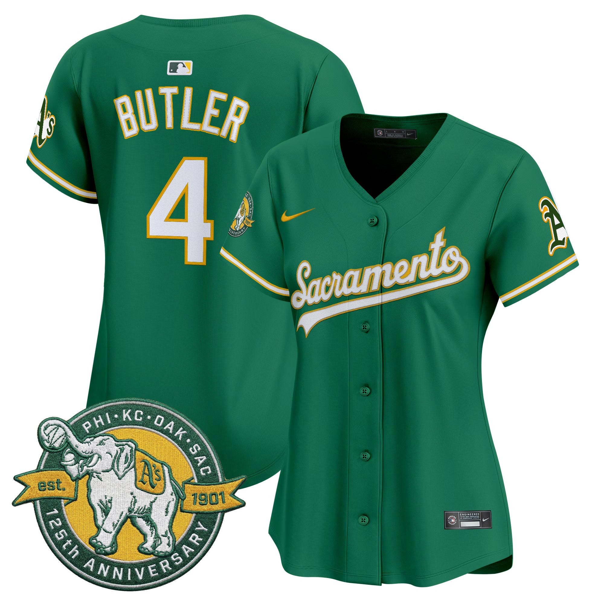 Women's Athletics 'Sacramento Edition' Vapor Premier Limited Jersey - 125th Anniversary Patch - All Stitched
