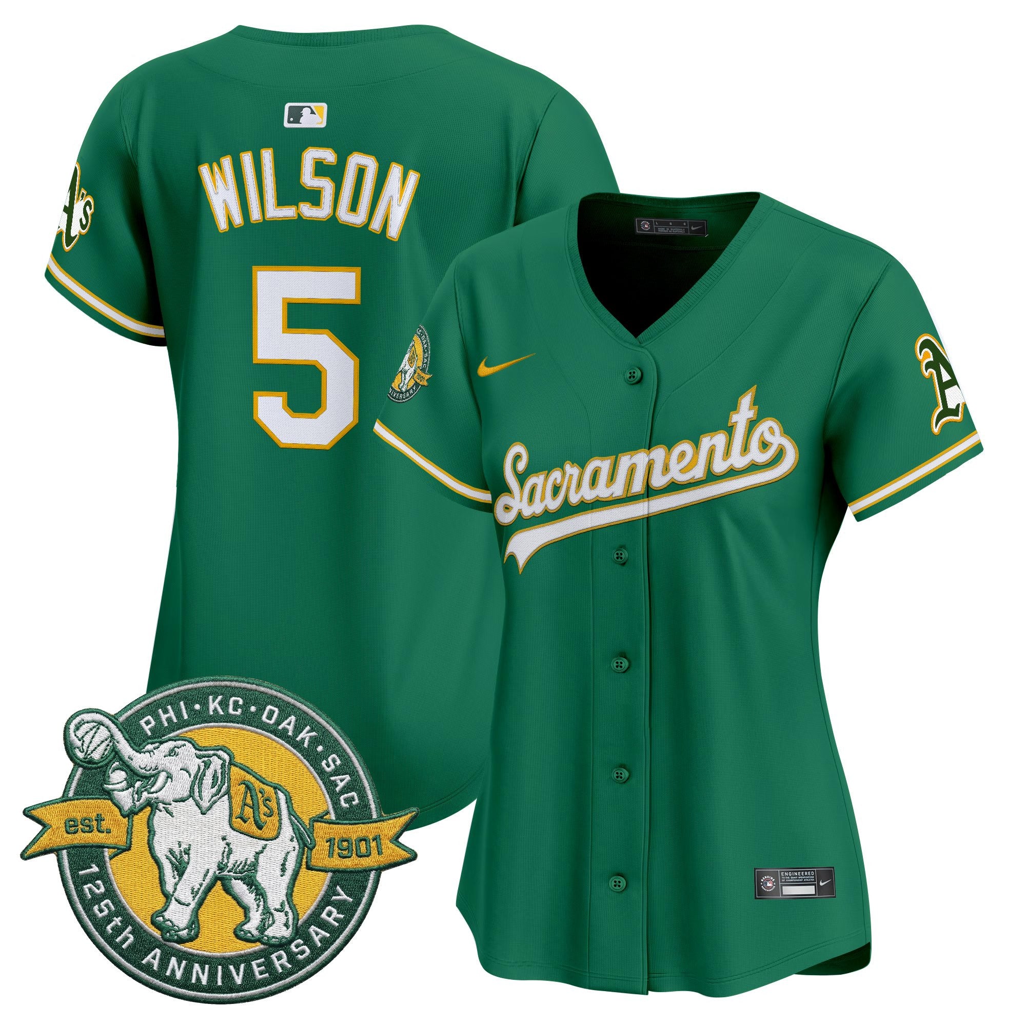 Women's Athletics 'Sacramento Edition' Vapor Premier Limited Jersey - 125th Anniversary Patch - All Stitched