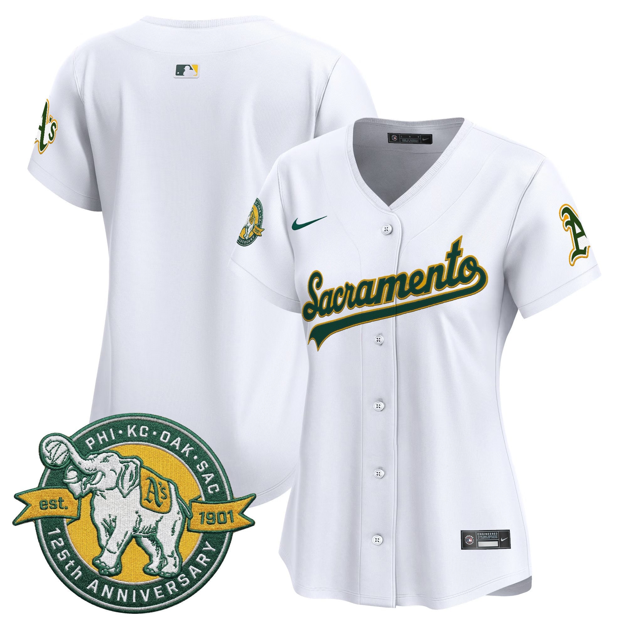 Women's Athletics 'Sacramento Edition' Vapor Premier Limited Jersey - 125th Anniversary Patch - All Stitched