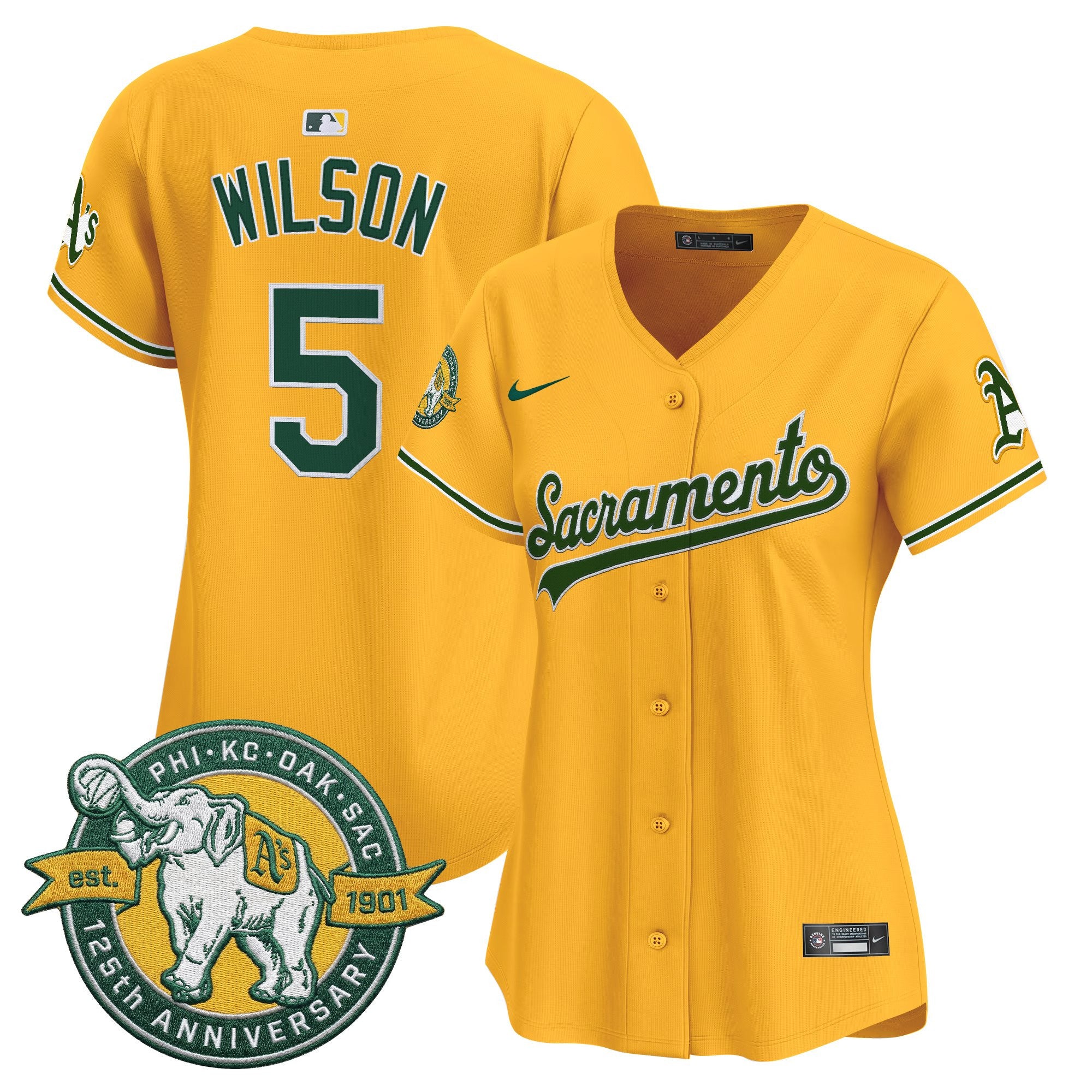 Women's Athletics 'Sacramento Edition' Vapor Premier Limited Jersey - 125th Anniversary Patch - All Stitched