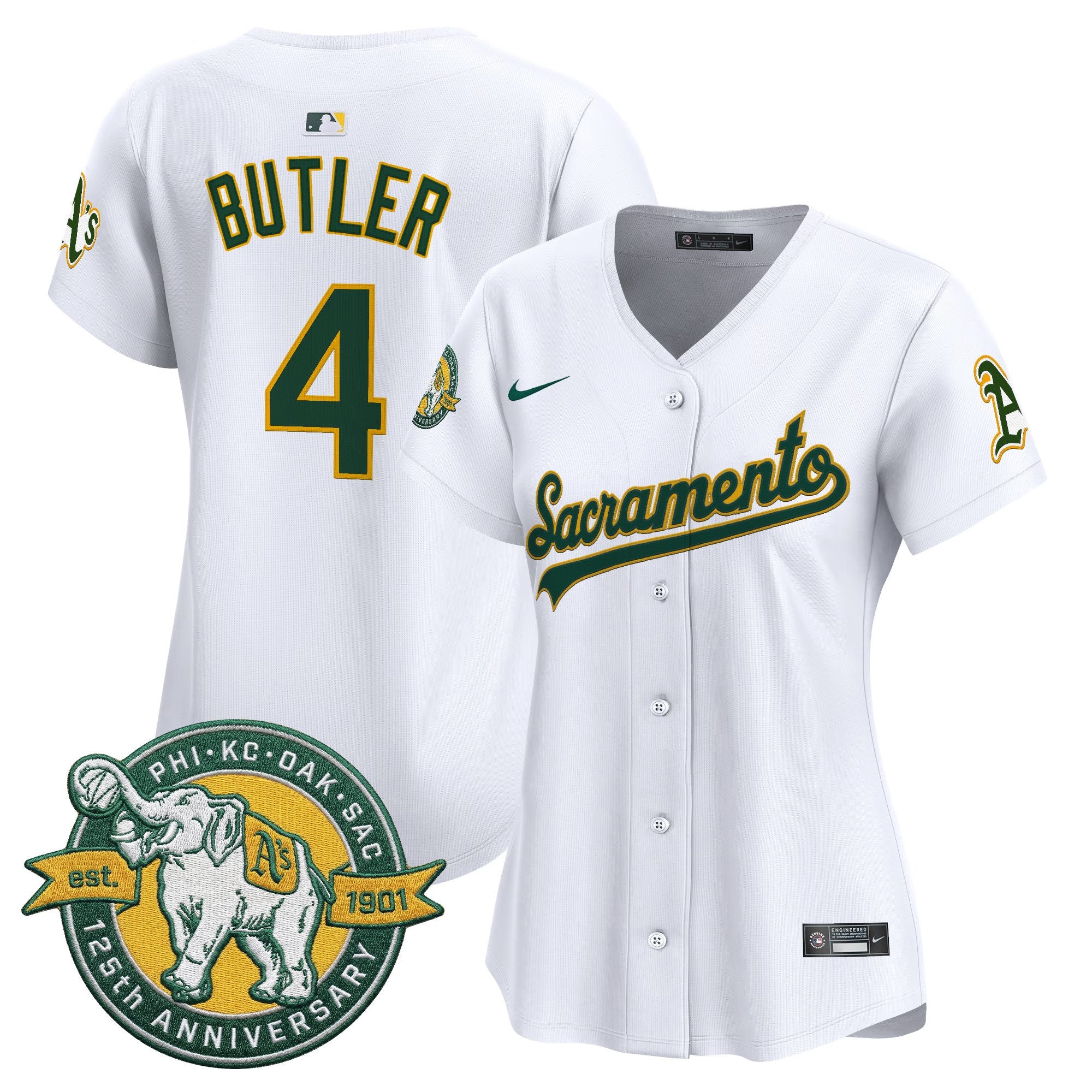 Women's Athletics 'Sacramento Edition' Vapor Premier Limited Jersey - 125th Anniversary Patch - All Stitched