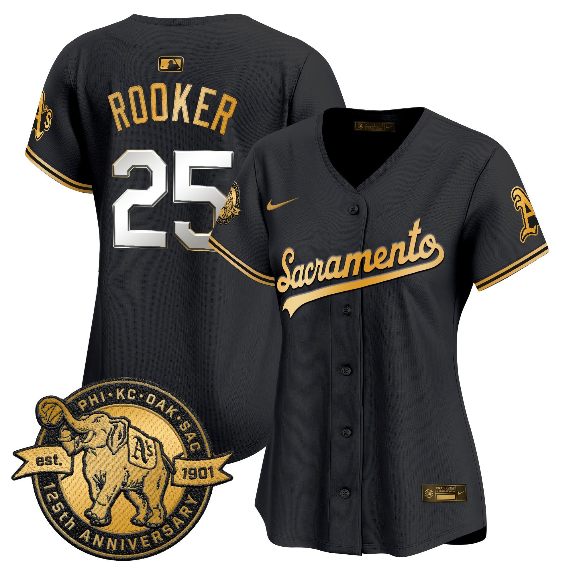 Women's Athletics 'Sacramento Edition' Vapor Premier Limited Jersey - 125th Anniversary Patch - All Stitched