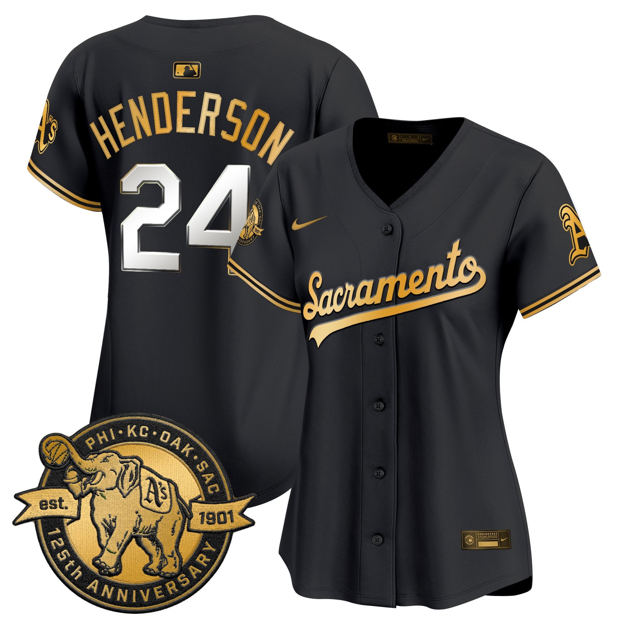 Women's Athletics 'Sacramento Edition' Vapor Premier Limited Jersey - 125th Anniversary Patch - All Stitched
