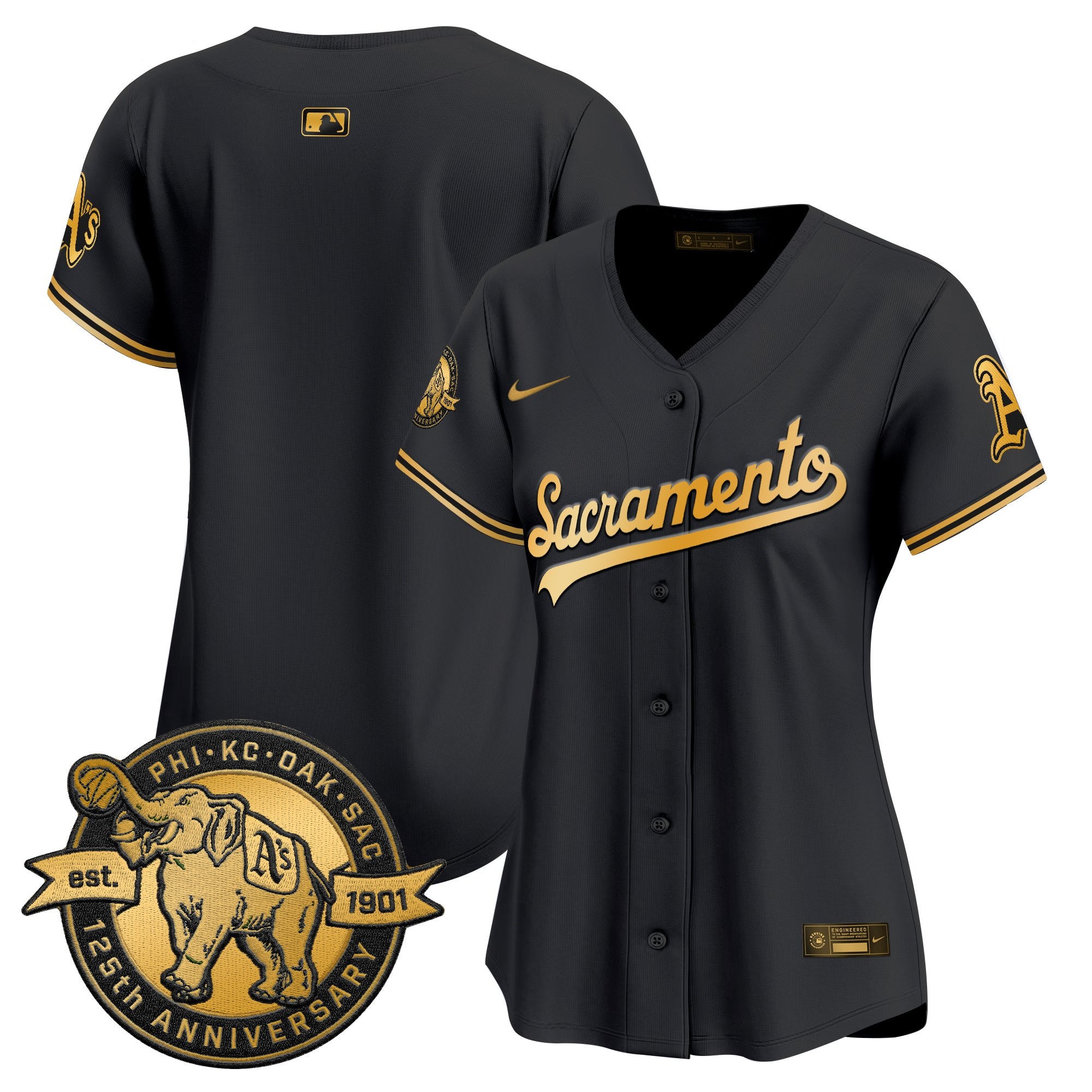 Women's Athletics 'Sacramento Edition' Vapor Premier Limited Jersey - 125th Anniversary Patch - All Stitched