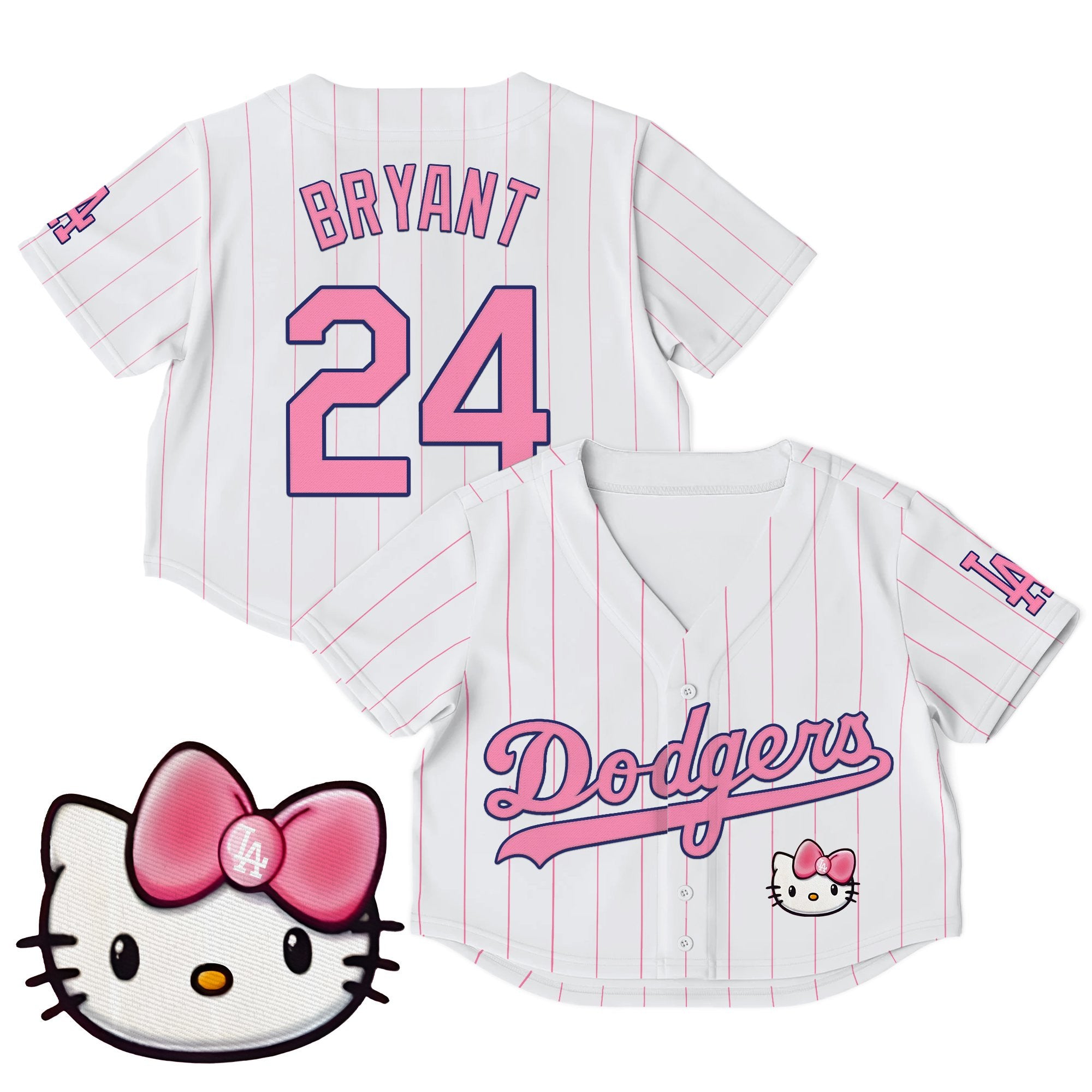 Women's Dodgers Hello Kitty Crop Top Baseball Jersey – All Stitched