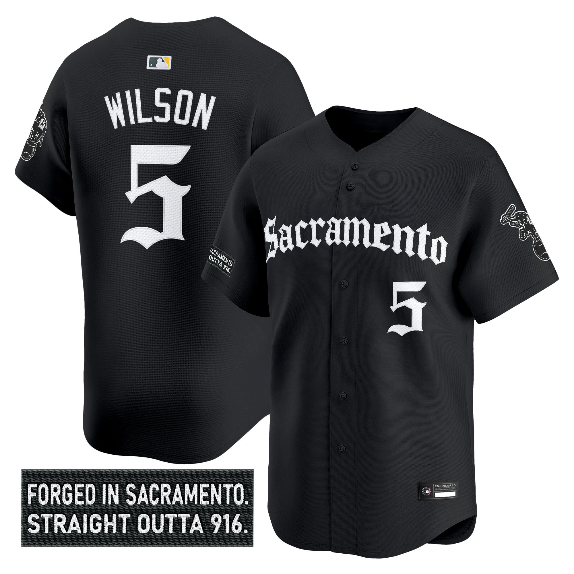 Men's Athletics 'Sacramento Gothic Edition' Vapor Premier Limited Jersey - All Stitched