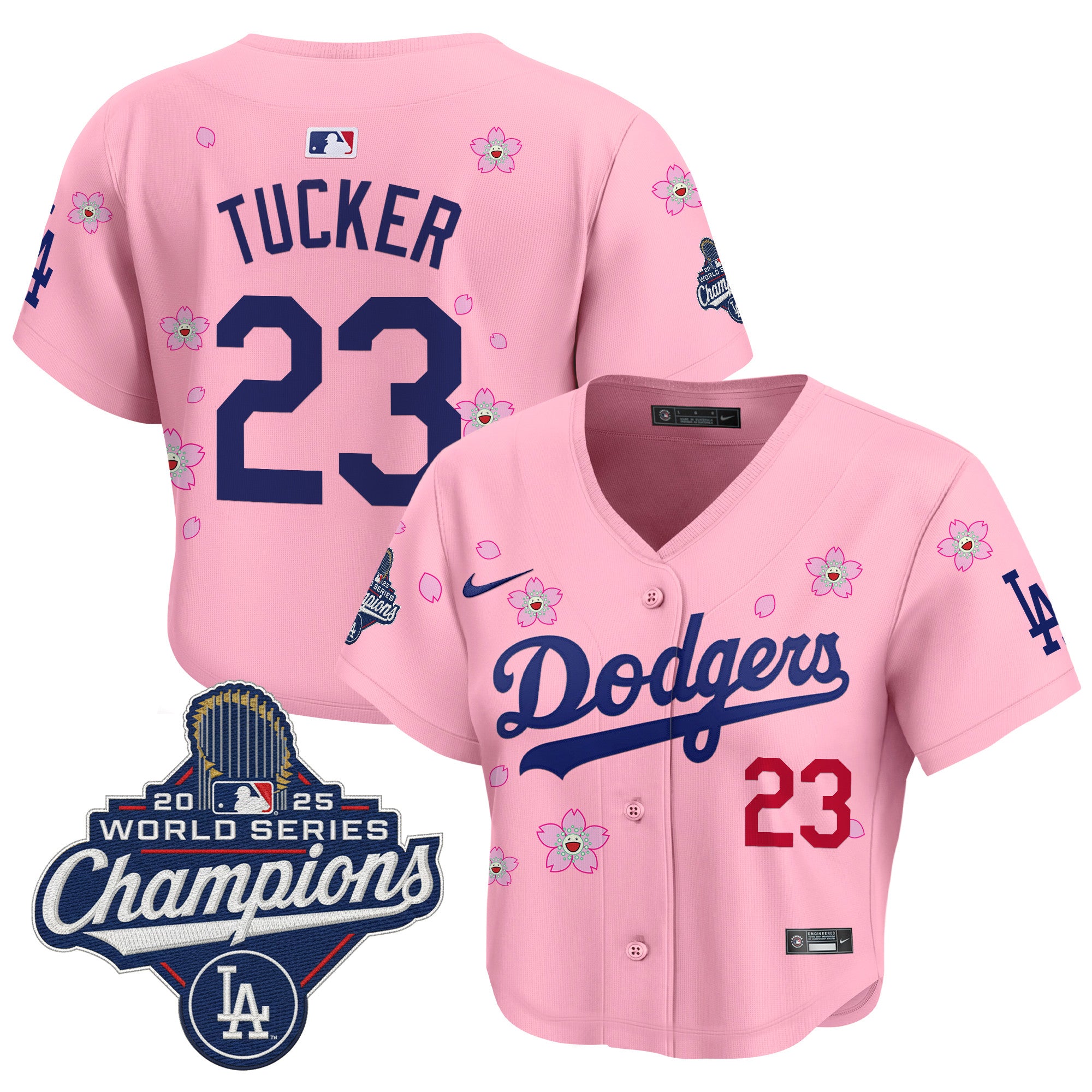 Women's Dodgers 2025 World Series Champions x Tokyo Series Crop Top Baseball Jersey - All Stitched