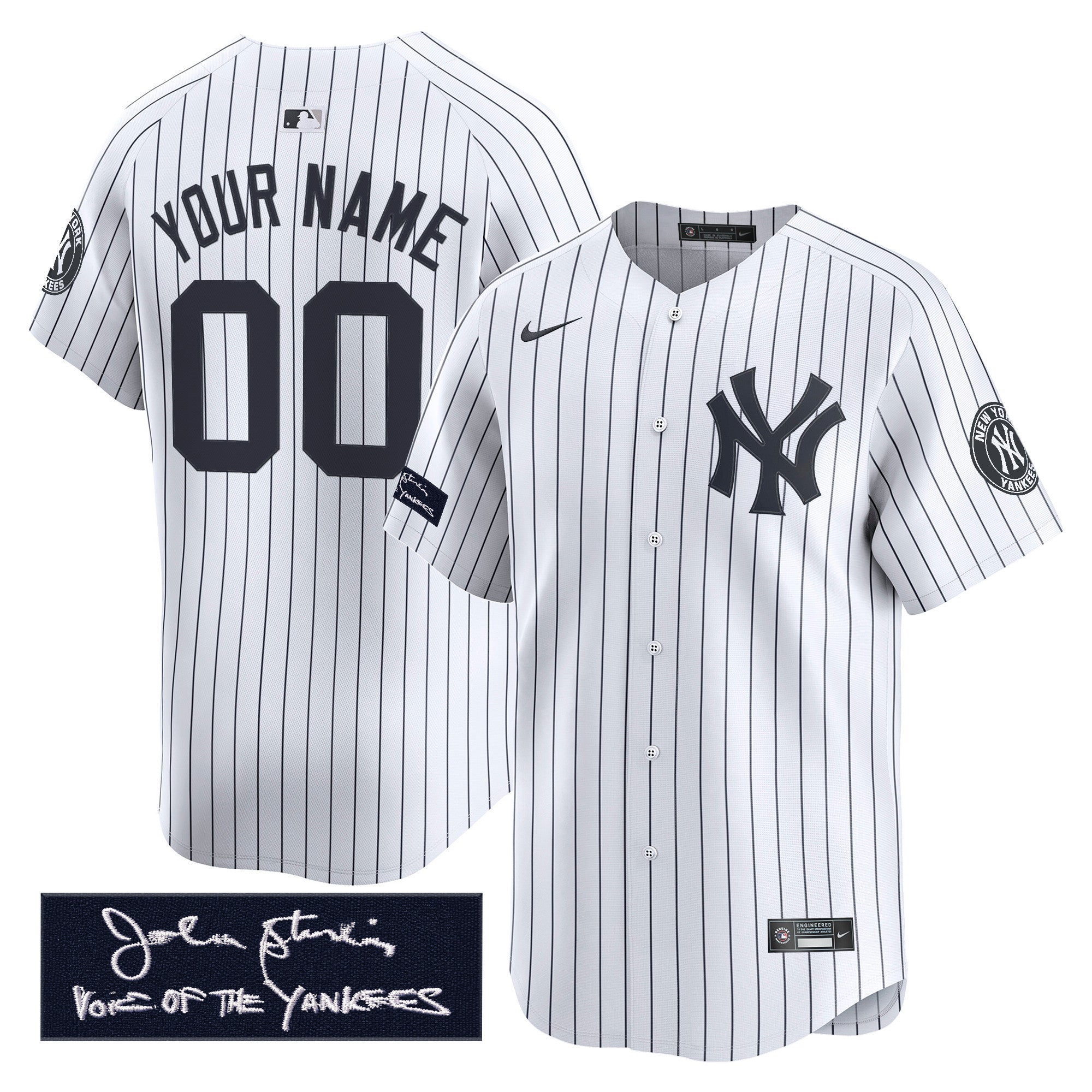 Yankees John Sterling "The Voice of the Yankees" Tribute Patch Vapor Premier Limited Custom Jersey - All Stitched