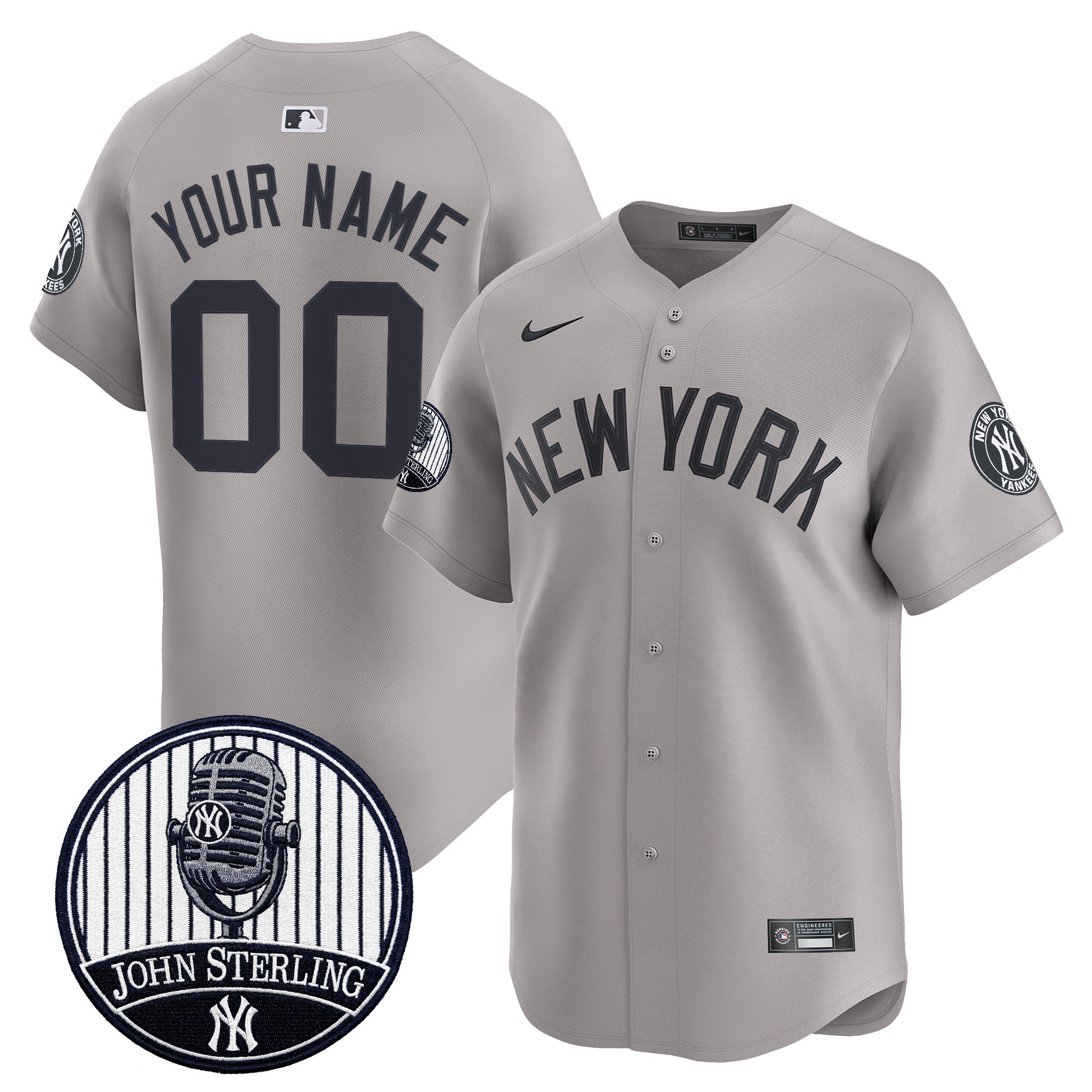 Yankees John Sterling "The Voice of the Yankees" Tribute Patch Vapor Premier Limited Custom Jersey V2 - All Stitched