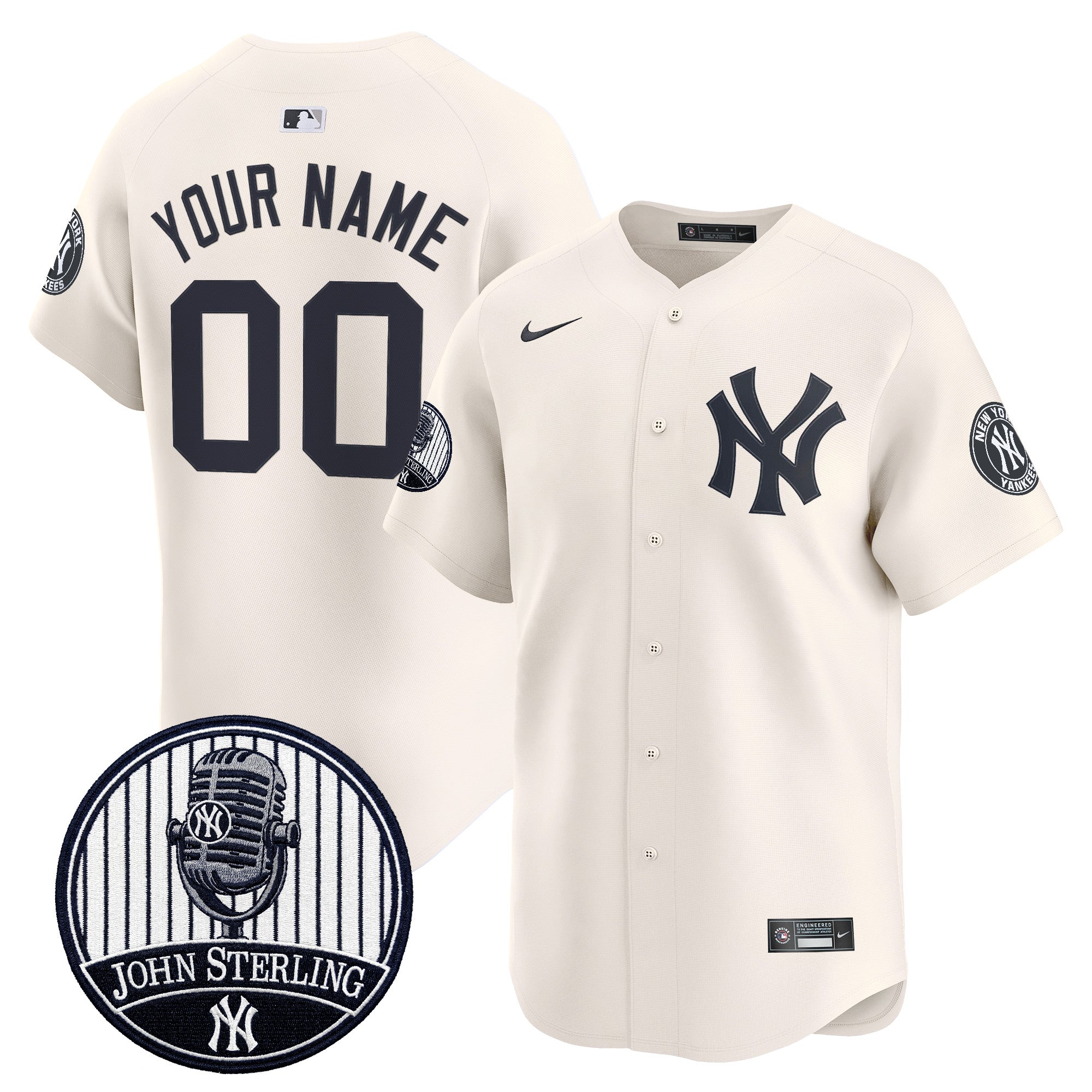 Yankees John Sterling "The Voice of the Yankees" Tribute Patch Vapor Premier Limited Custom Jersey V2 - All Stitched