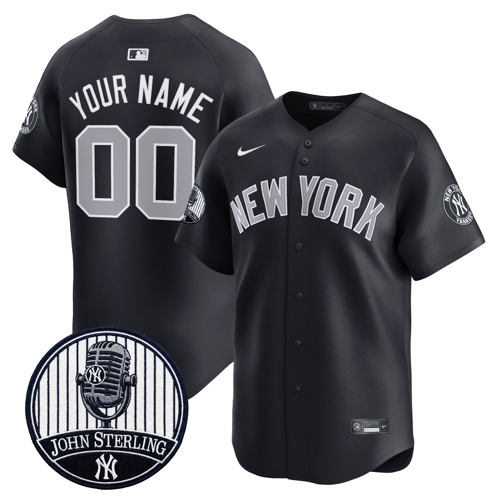 Yankees John Sterling "The Voice of the Yankees" Tribute Patch Vapor Premier Limited Custom Jersey V2 - All Stitched