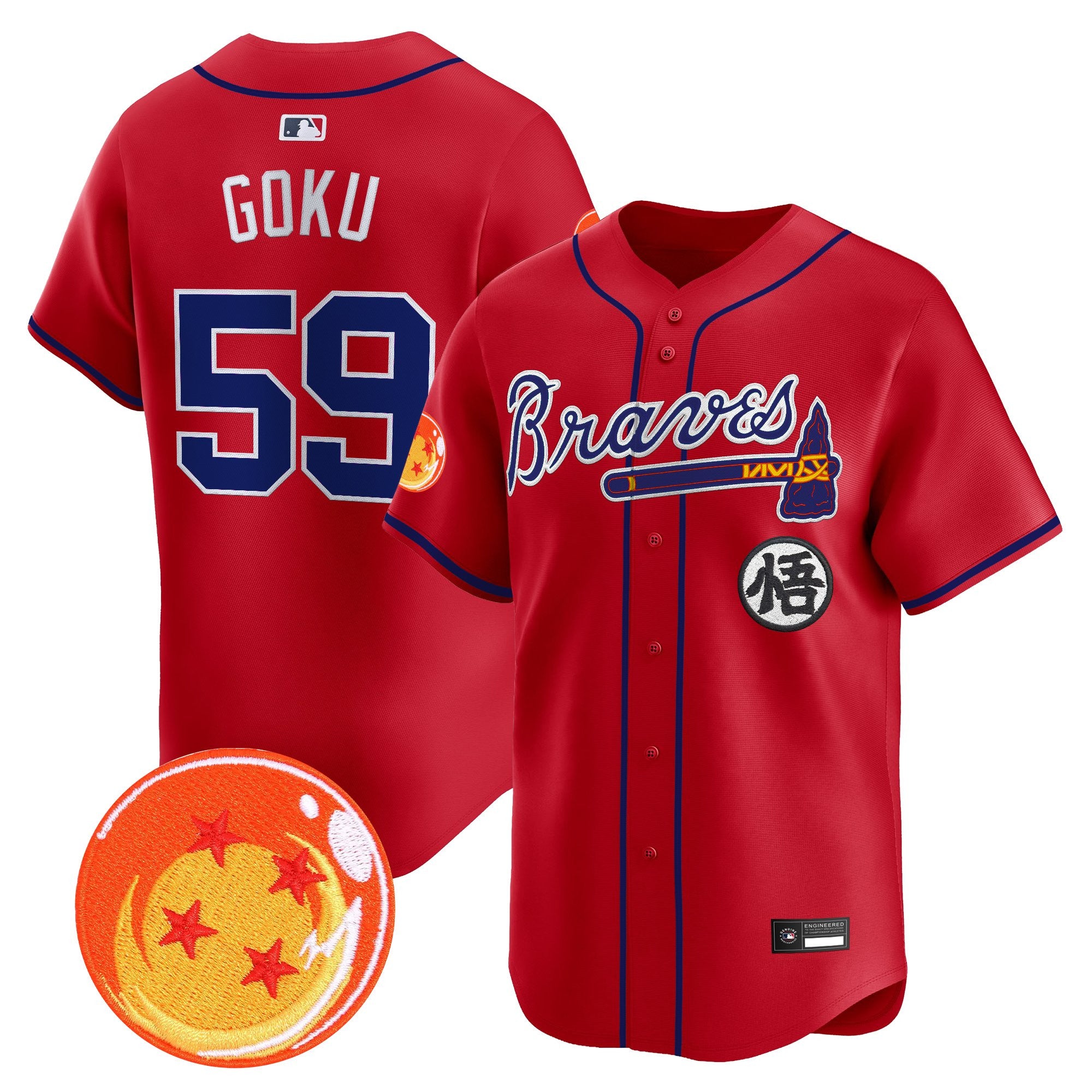 Men's Atlanta Braves x Dragon Ball Vapor Premier Limited Jersey - All Stitched