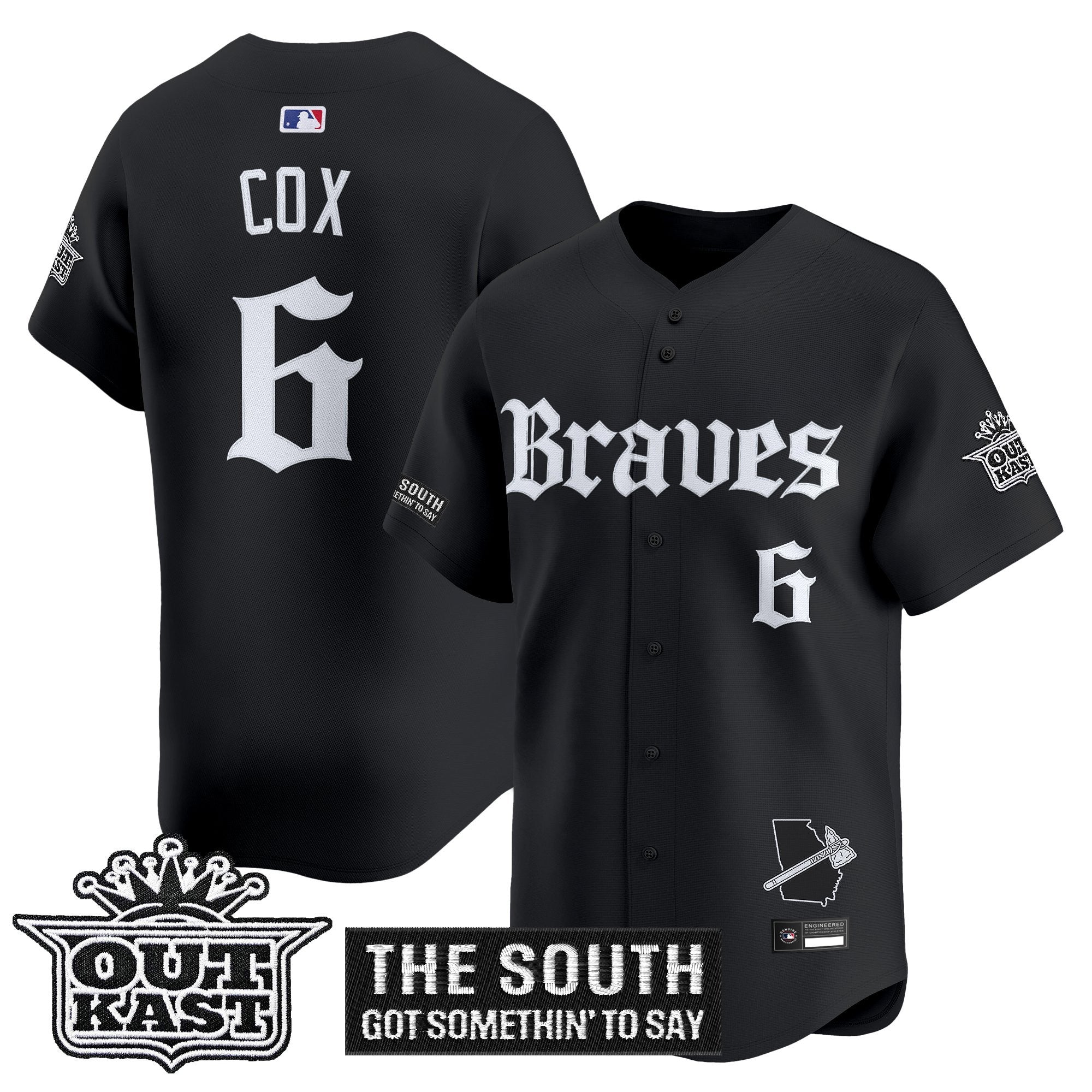 Men's Atlanta Braves 'Gothic South x Outkast Edition' Vapor Premier Limited Jersey V2- All Stitched