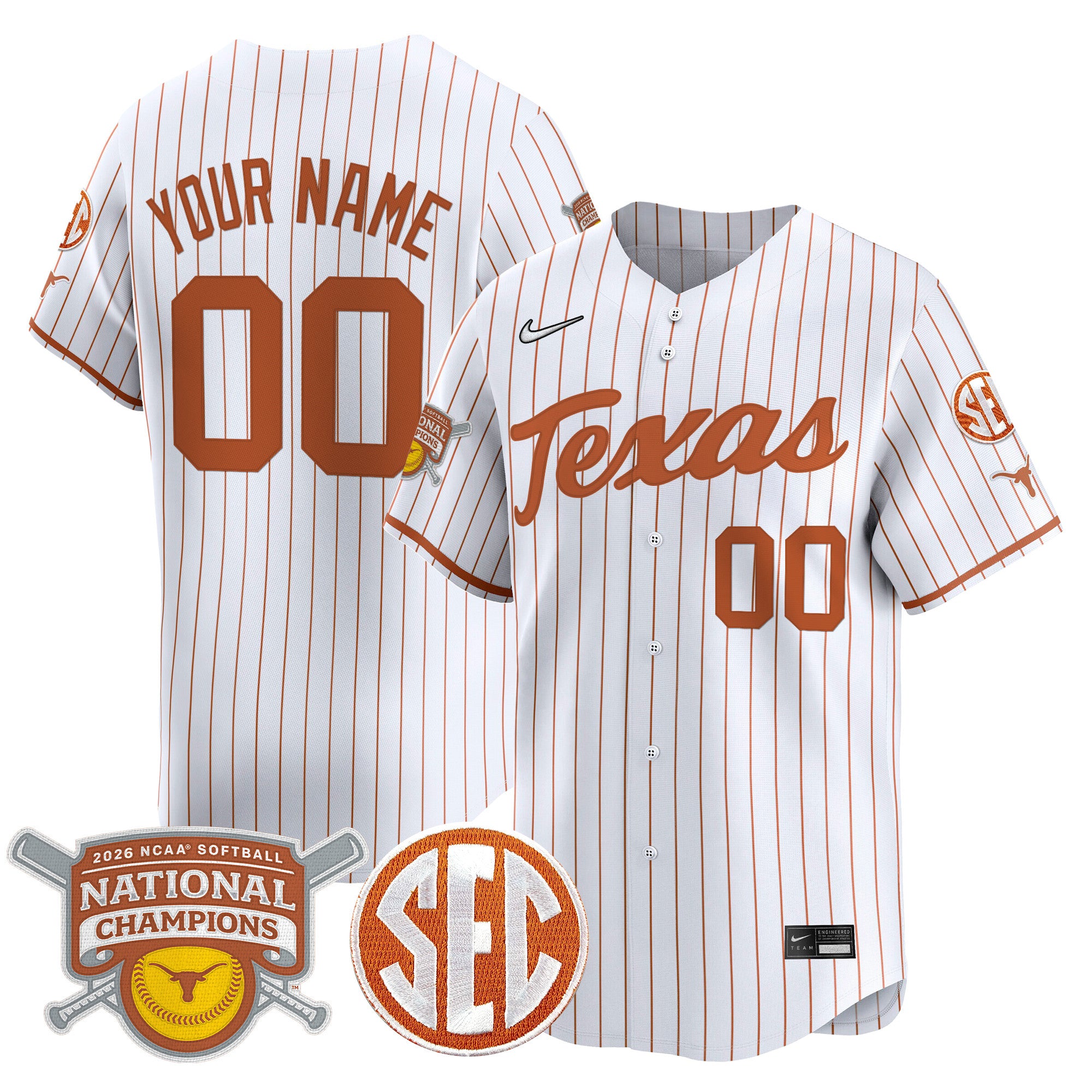 Texas Longhorns 2026 Softball National Champions Vapor Premier Limited Custom Jersey - All Stitched