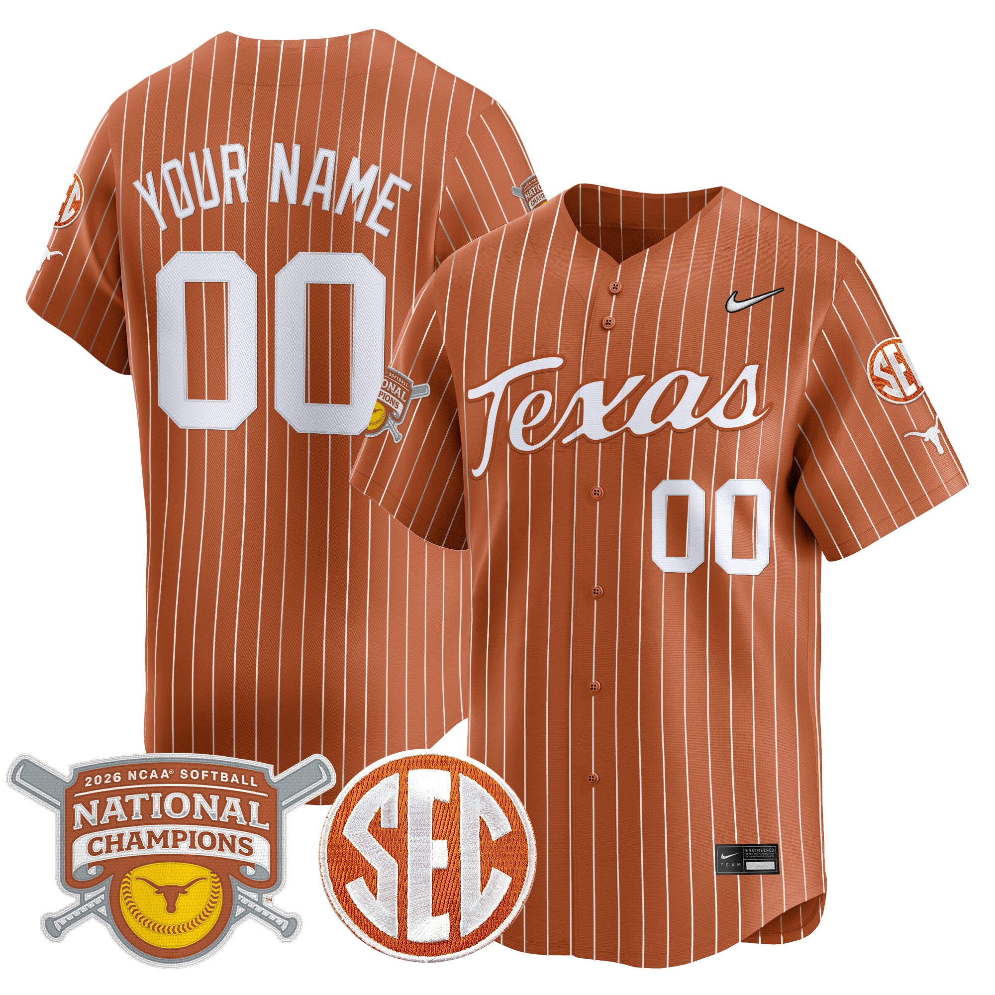 Texas Longhorns 2026 Softball National Champions Vapor Premier Limited Custom Jersey - All Stitched