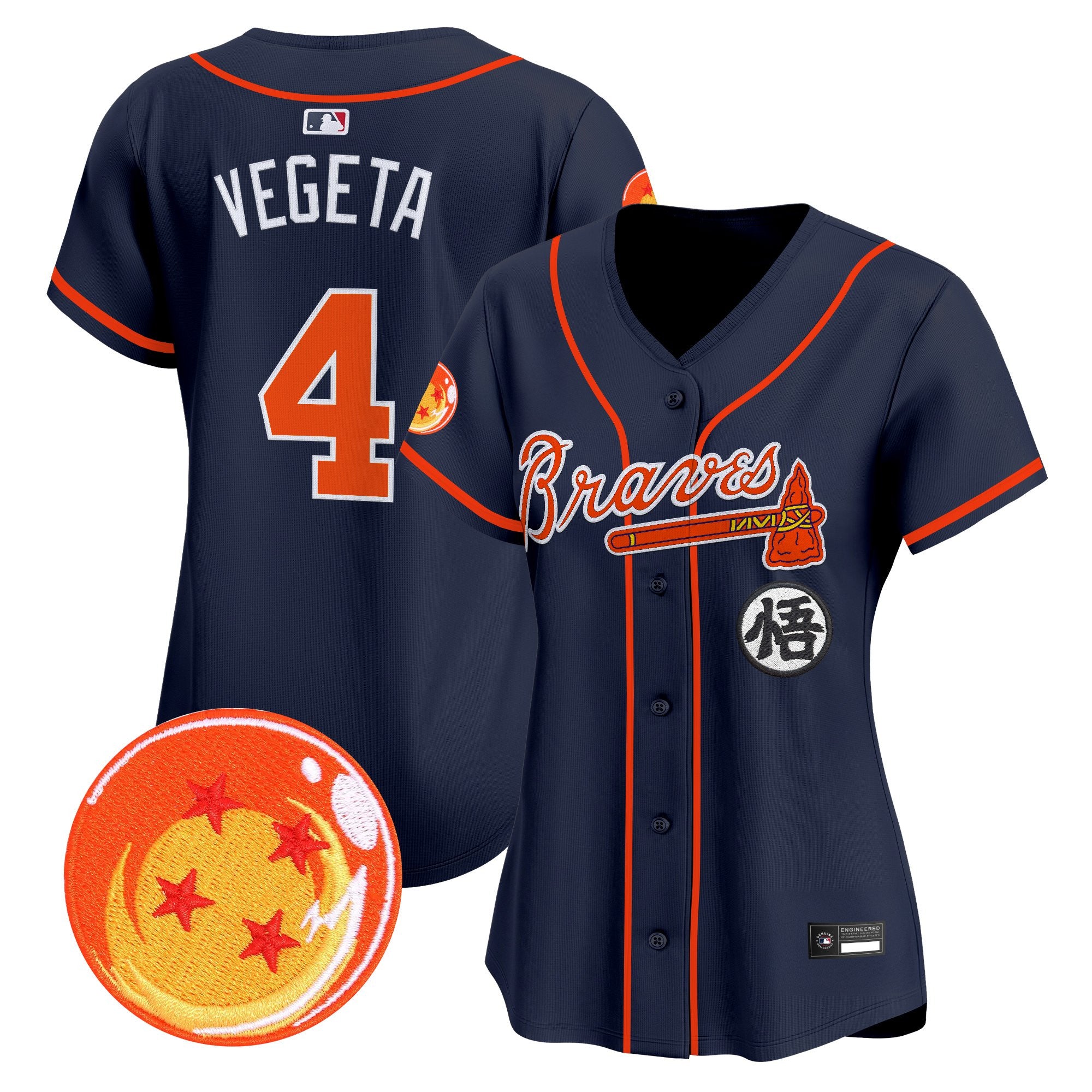 Women's Atlanta Braves x Dragon Ball Vapor Premier Limited Jersey - All Stitched