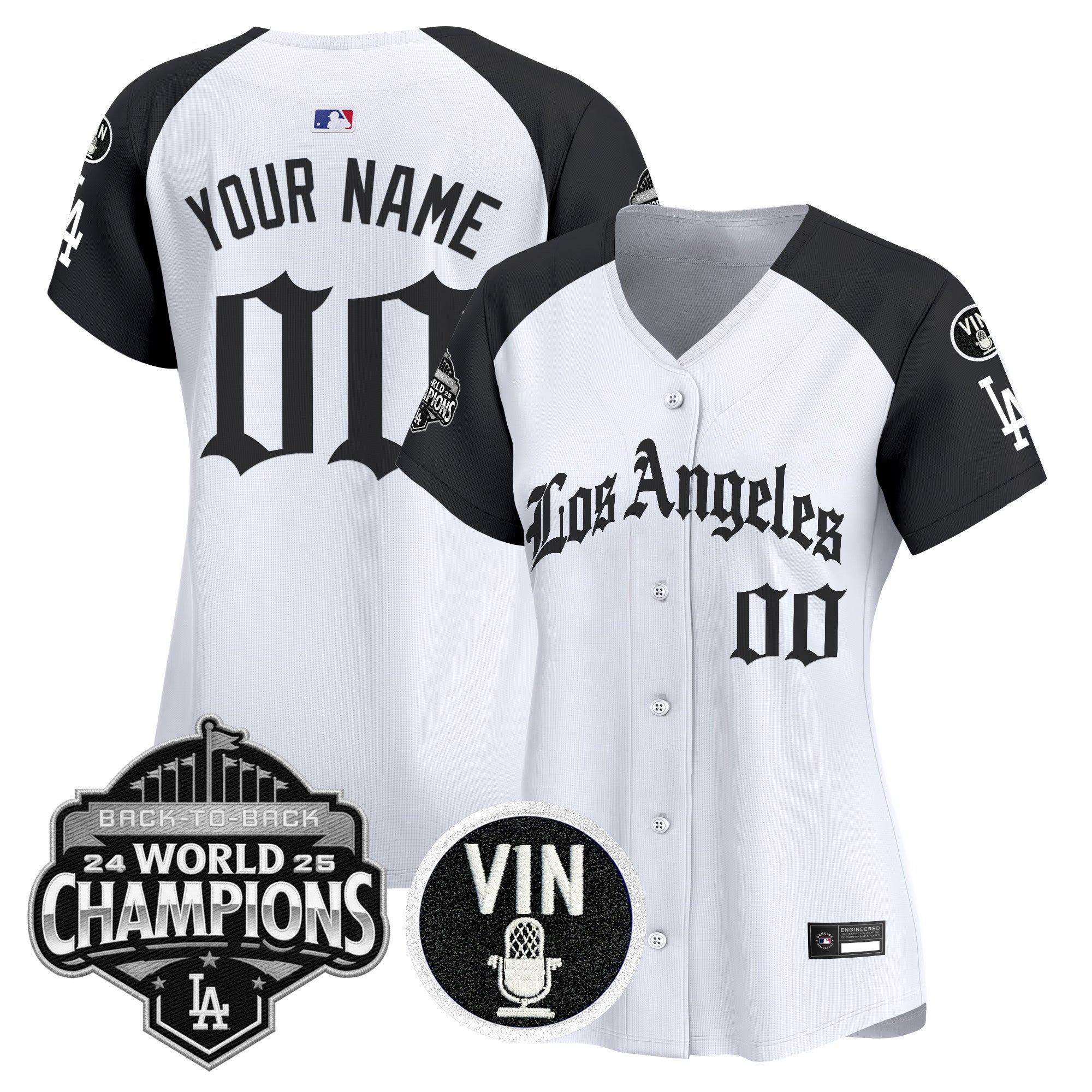 Dodgers 2025 Back-To-Back Champions Vapor Premier Limited Custom Jersey - LA Gothic Edition - All Stitched