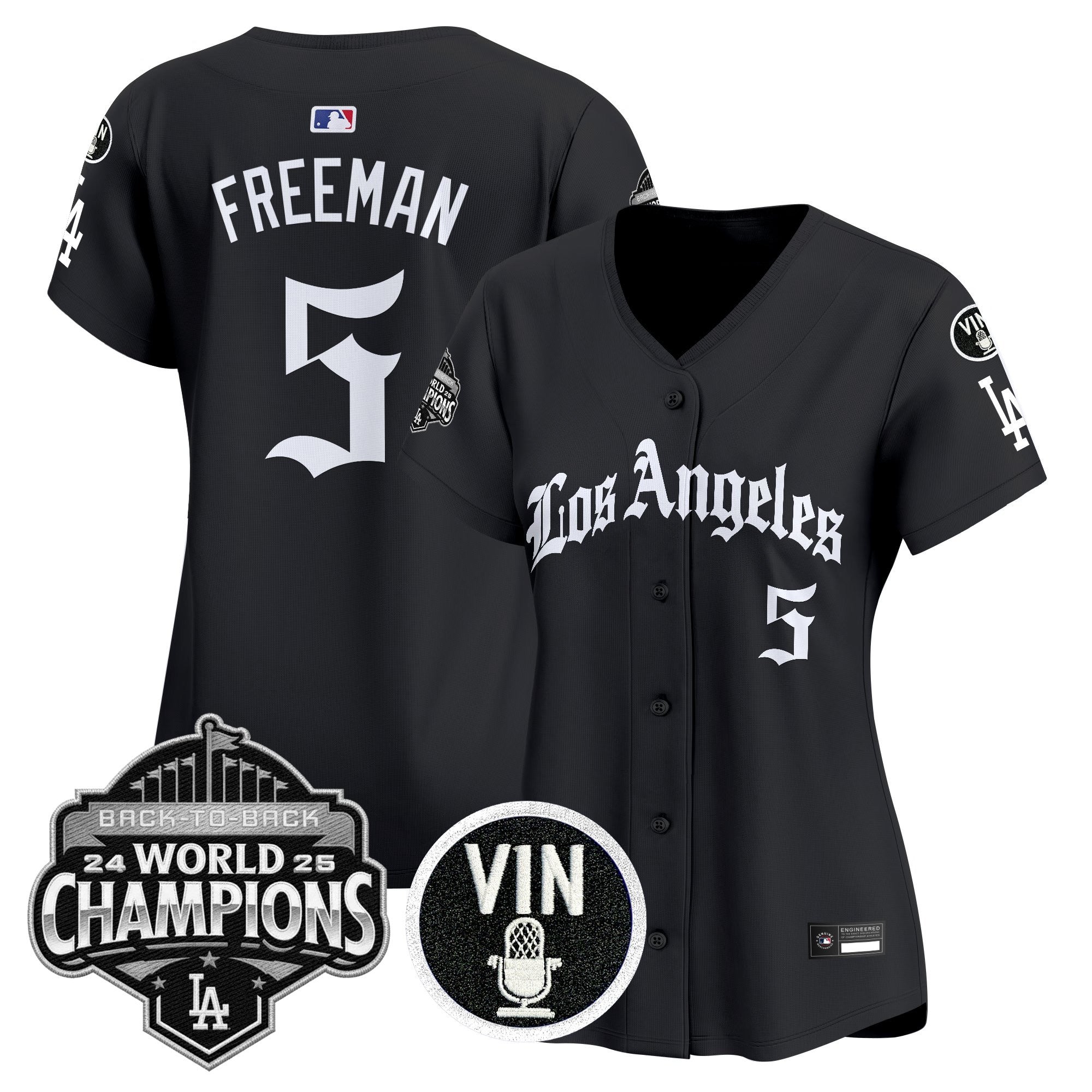 Women's Dodgers 2025 Back-To-Back Champions Vapor Premier Limited Jersey - LA Gothic Edition - All Stitched