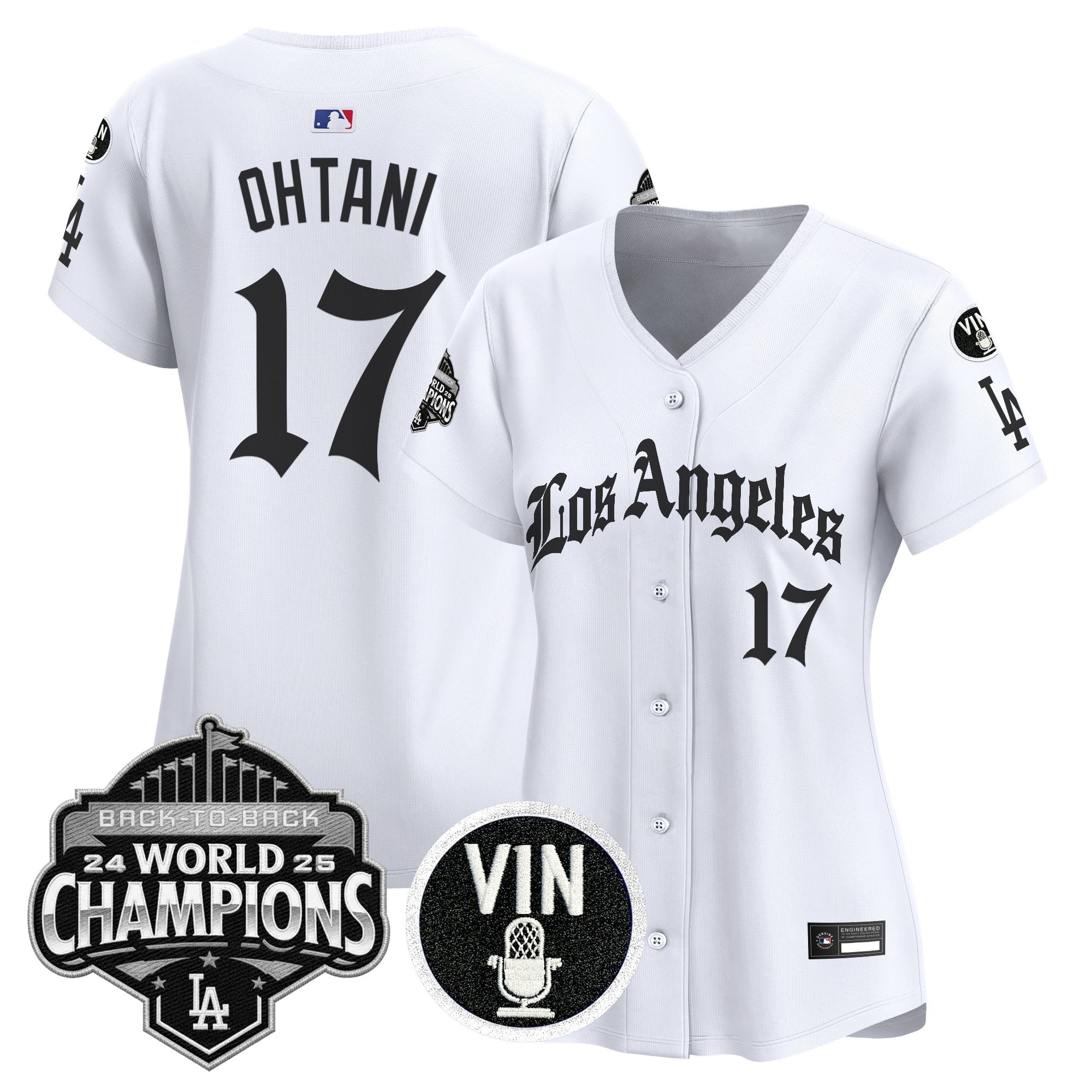 Women's Dodgers 2025 Back-To-Back Champions Vapor Premier Limited Jersey - LA Gothic Edition - All Stitched