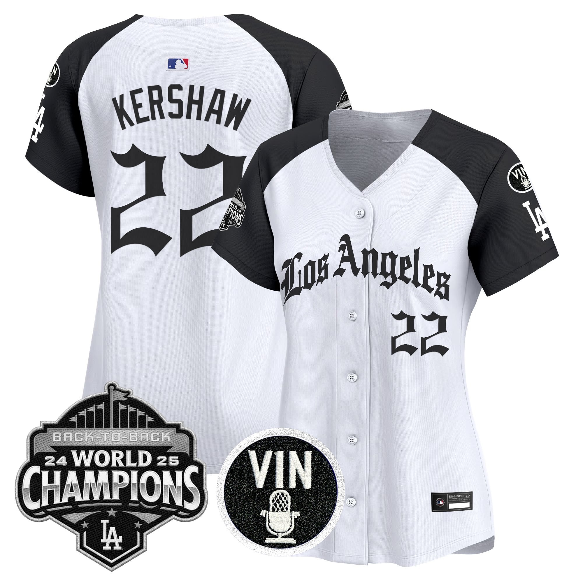 Women's Dodgers 2025 Back-To-Back Champions Vapor Premier Limited Jersey - LA Gothic Edition - All Stitched