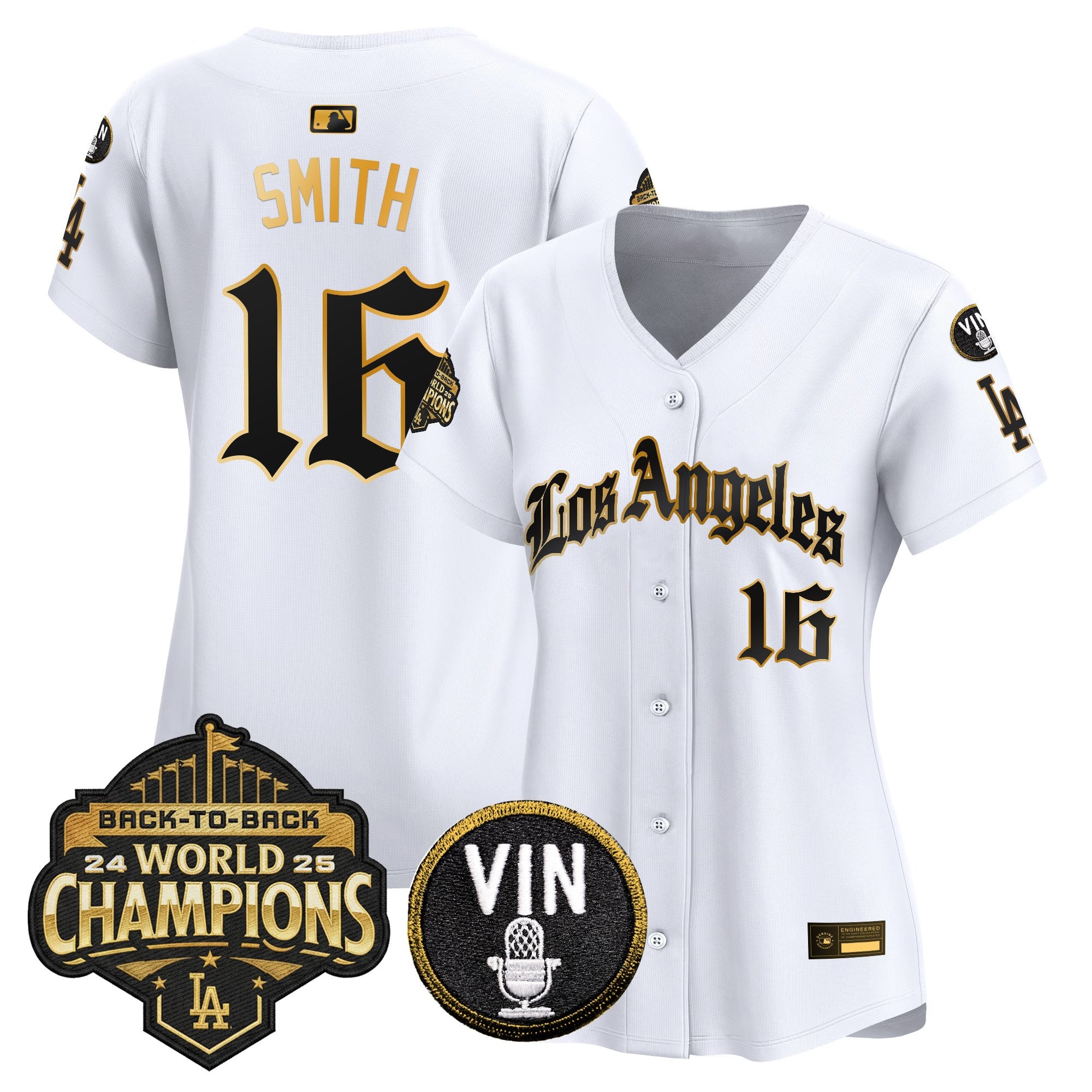 Women's Dodgers 2025 Back-To-Back Champions Vapor Premier Limited Jersey - LA Gothic Edition - All Stitched