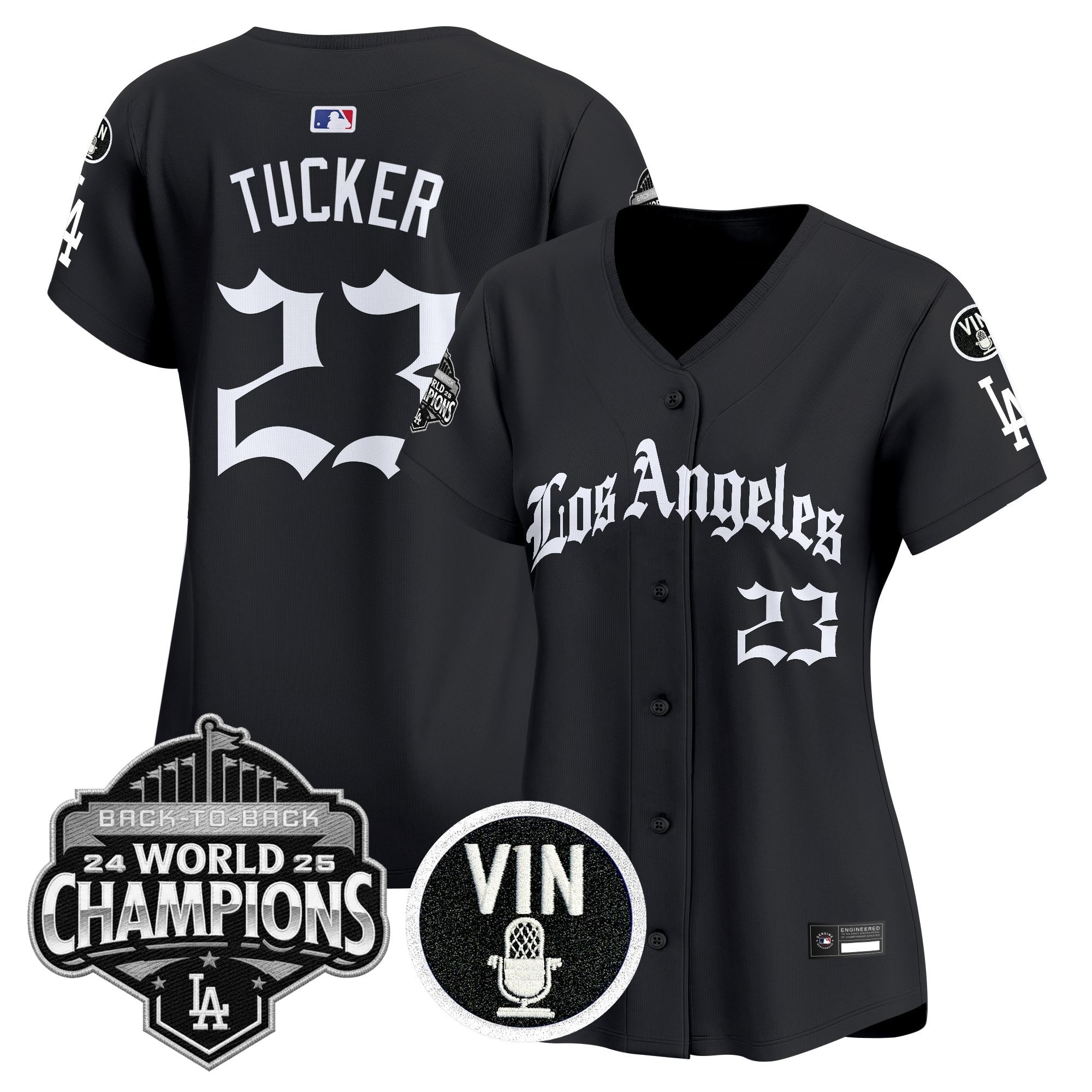 Women's Dodgers 2025 Back-To-Back Champions Vapor Premier Limited Jersey - LA Gothic Edition - All Stitched