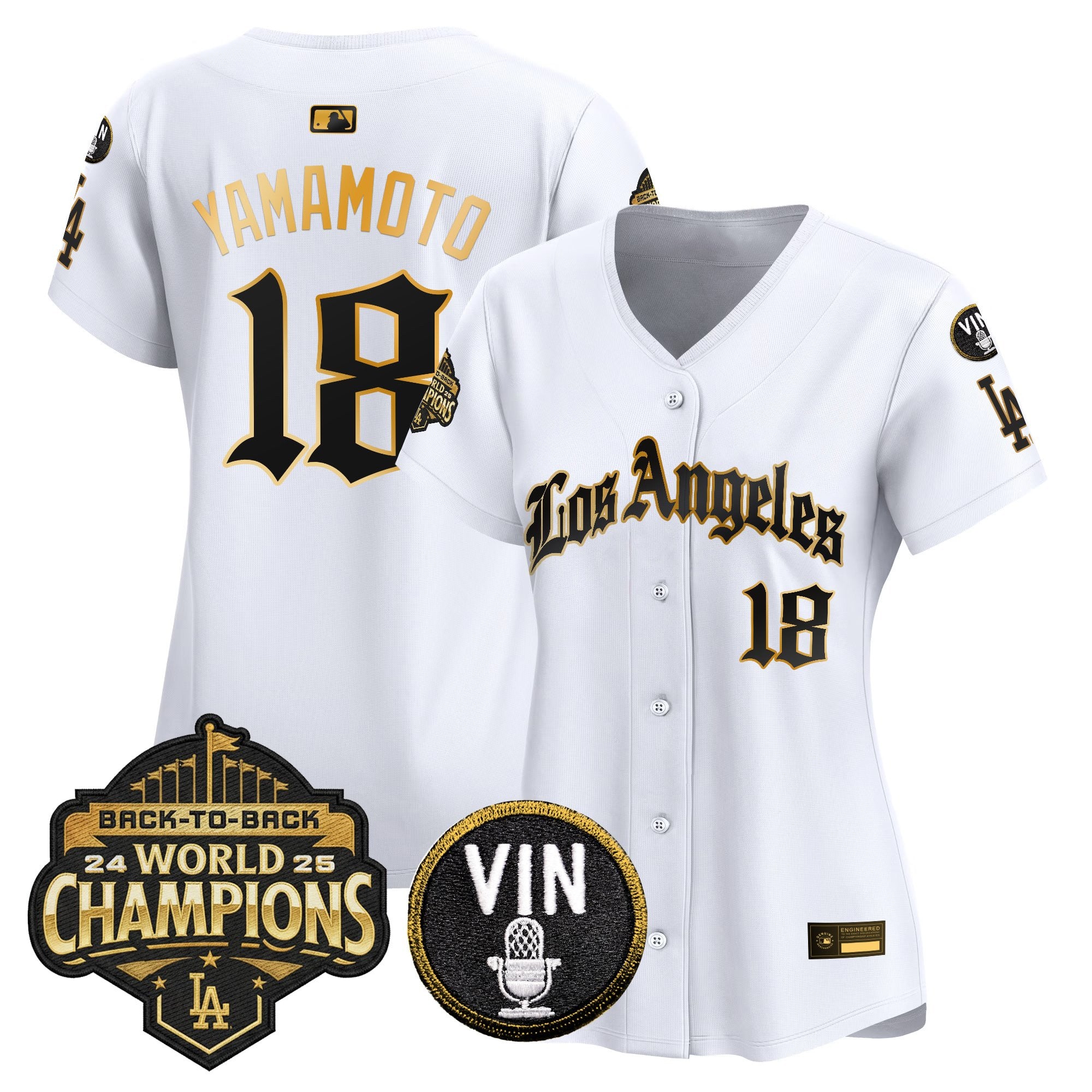 Women's Dodgers 2025 Back-To-Back Champions Vapor Premier Limited Jersey - LA Gothic Edition - All Stitched
