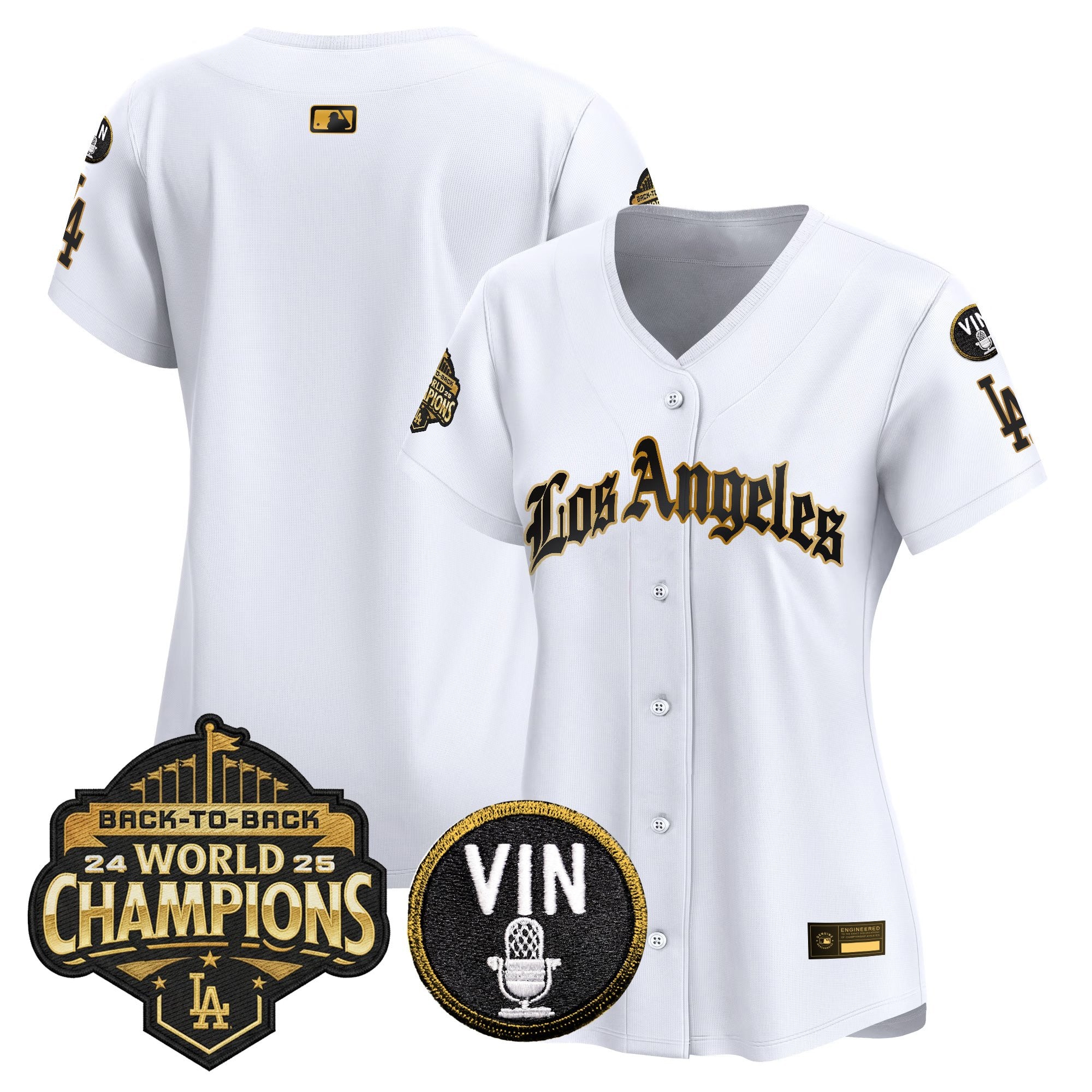 Women's Dodgers 2025 Back-To-Back Champions Vapor Premier Limited Jersey - LA Gothic Edition - All Stitched