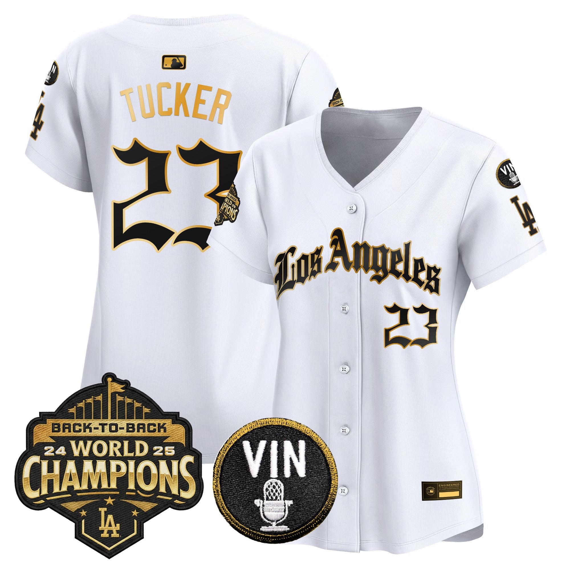 Women's Dodgers 2025 Back-To-Back Champions Vapor Premier Limited Jersey - LA Gothic Edition - All Stitched