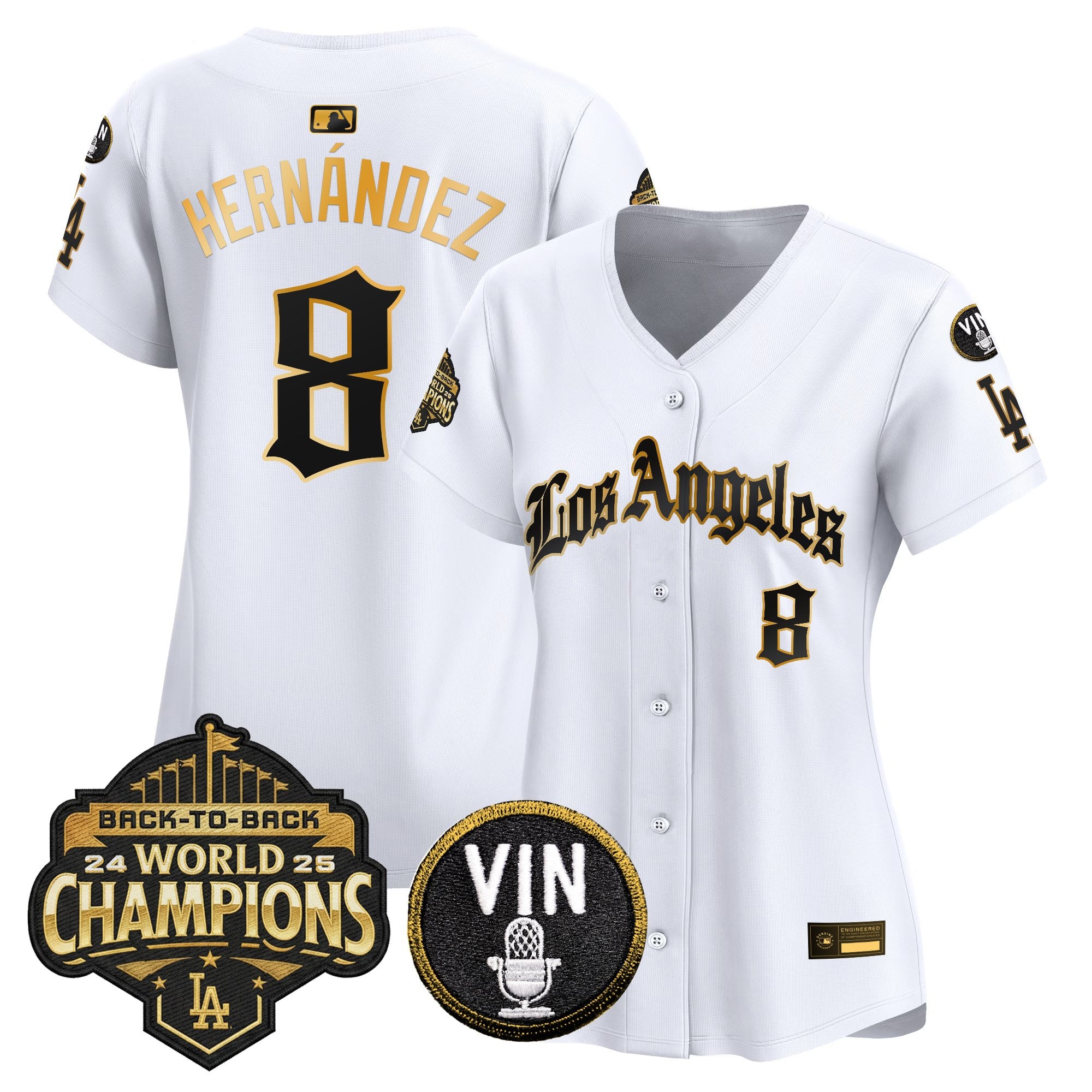Women's Dodgers 2025 Back-To-Back Champions Vapor Premier Limited Jersey - LA Gothic Edition - All Stitched