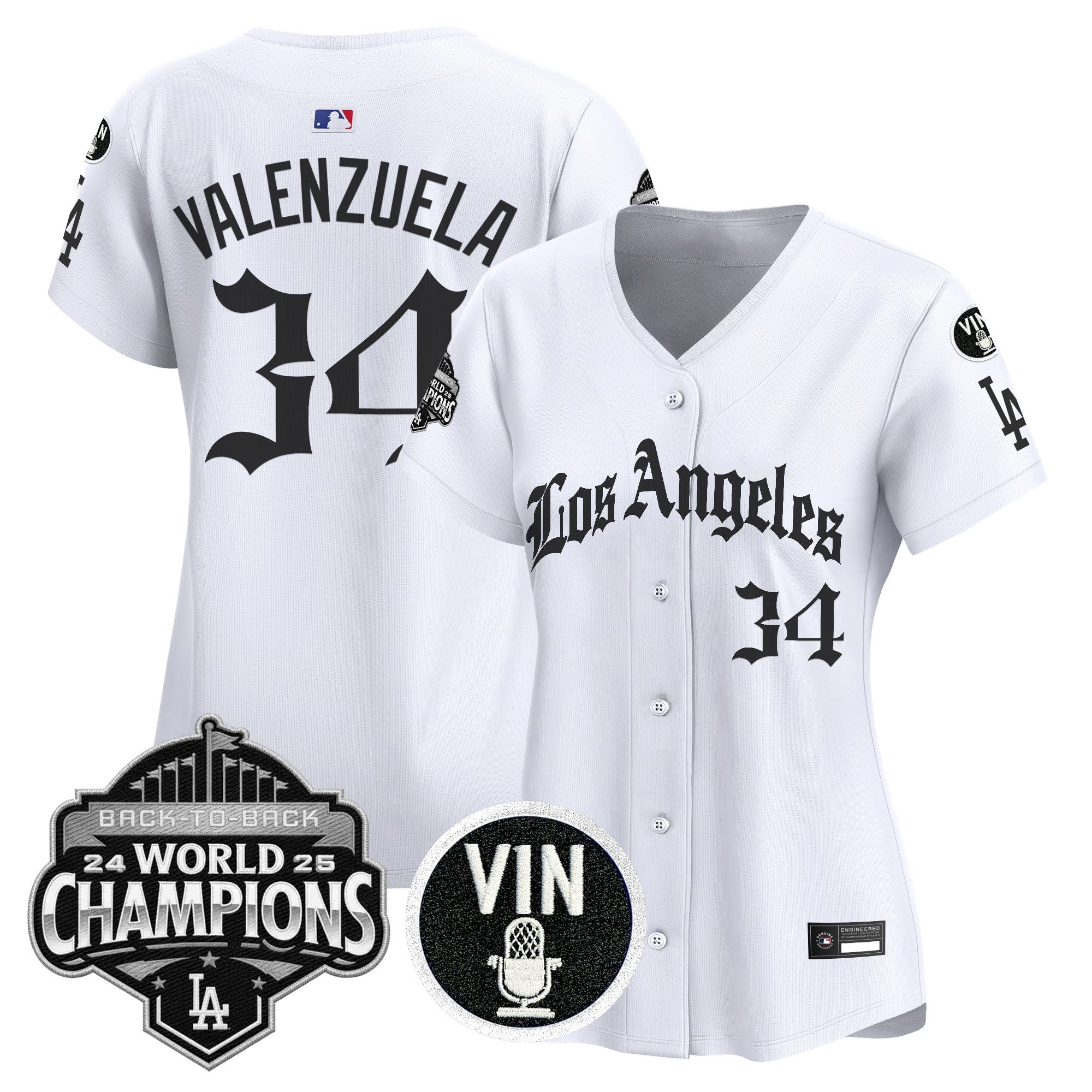 Women's Dodgers 2025 Back-To-Back Champions Vapor Premier Limited Jersey - LA Gothic Edition - All Stitched