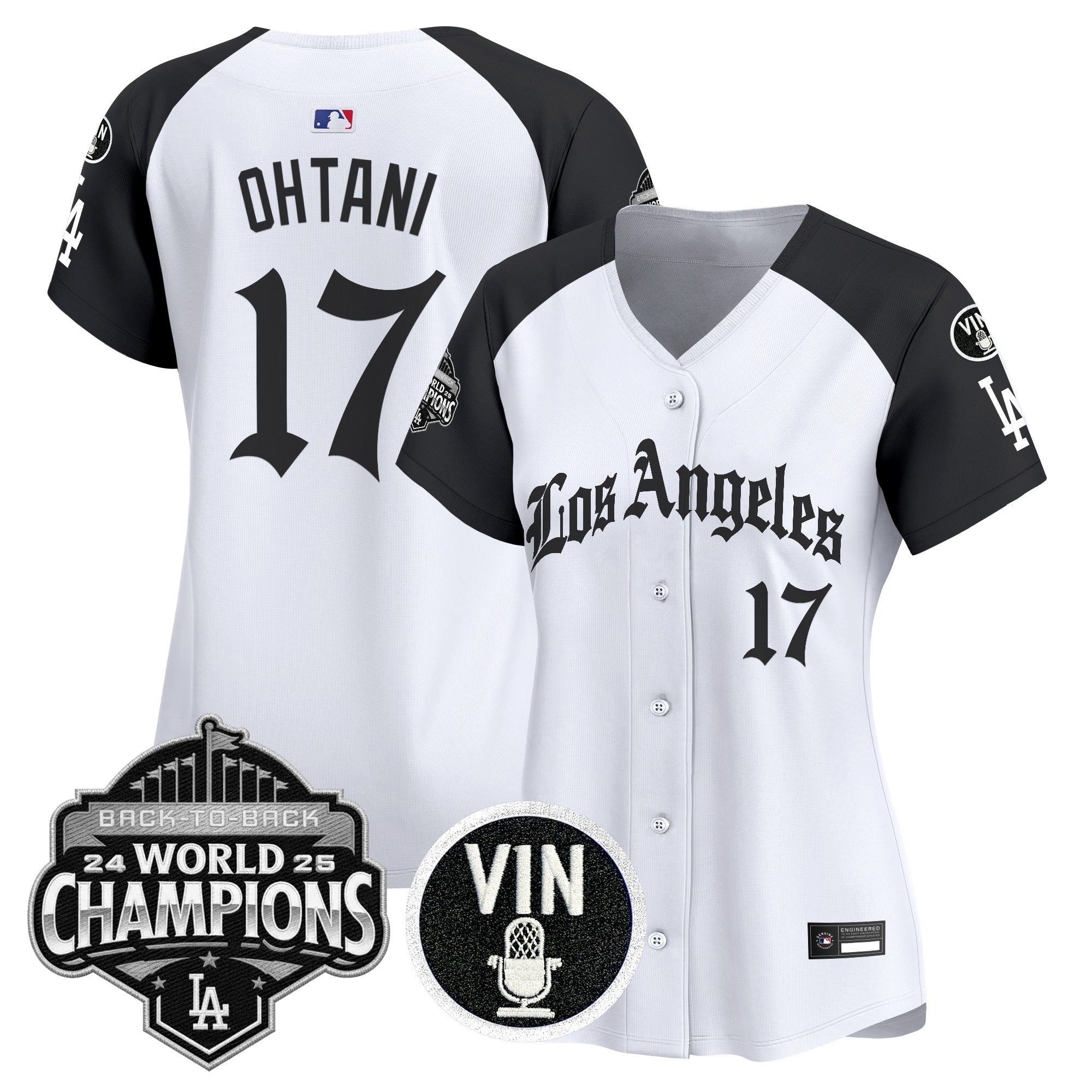 Women's Dodgers 2025 Back-To-Back Champions Vapor Premier Limited Jersey - LA Gothic Edition - All Stitched