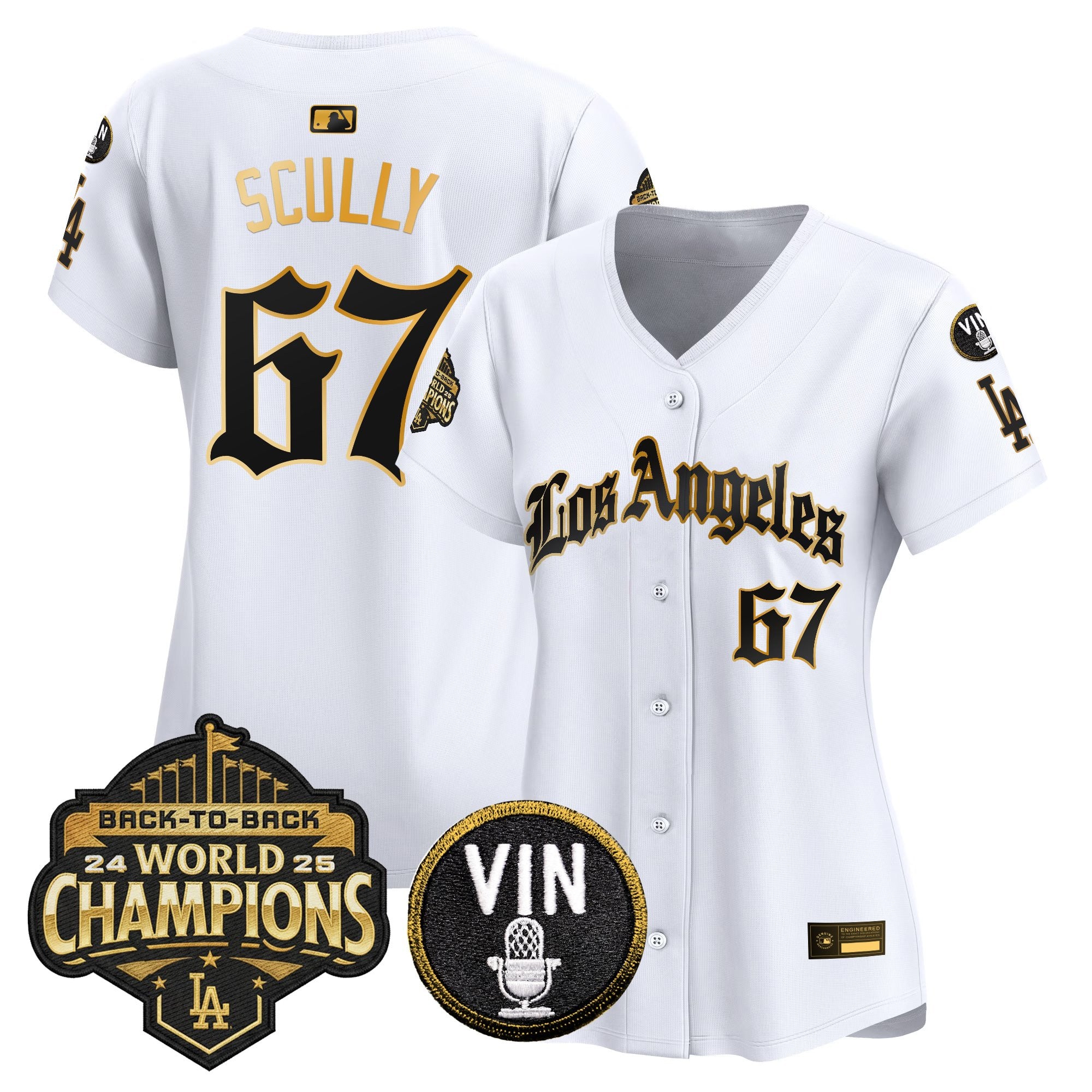 Women's Dodgers 2025 Back-To-Back Champions Vapor Premier Limited Jersey - LA Gothic Edition - All Stitched