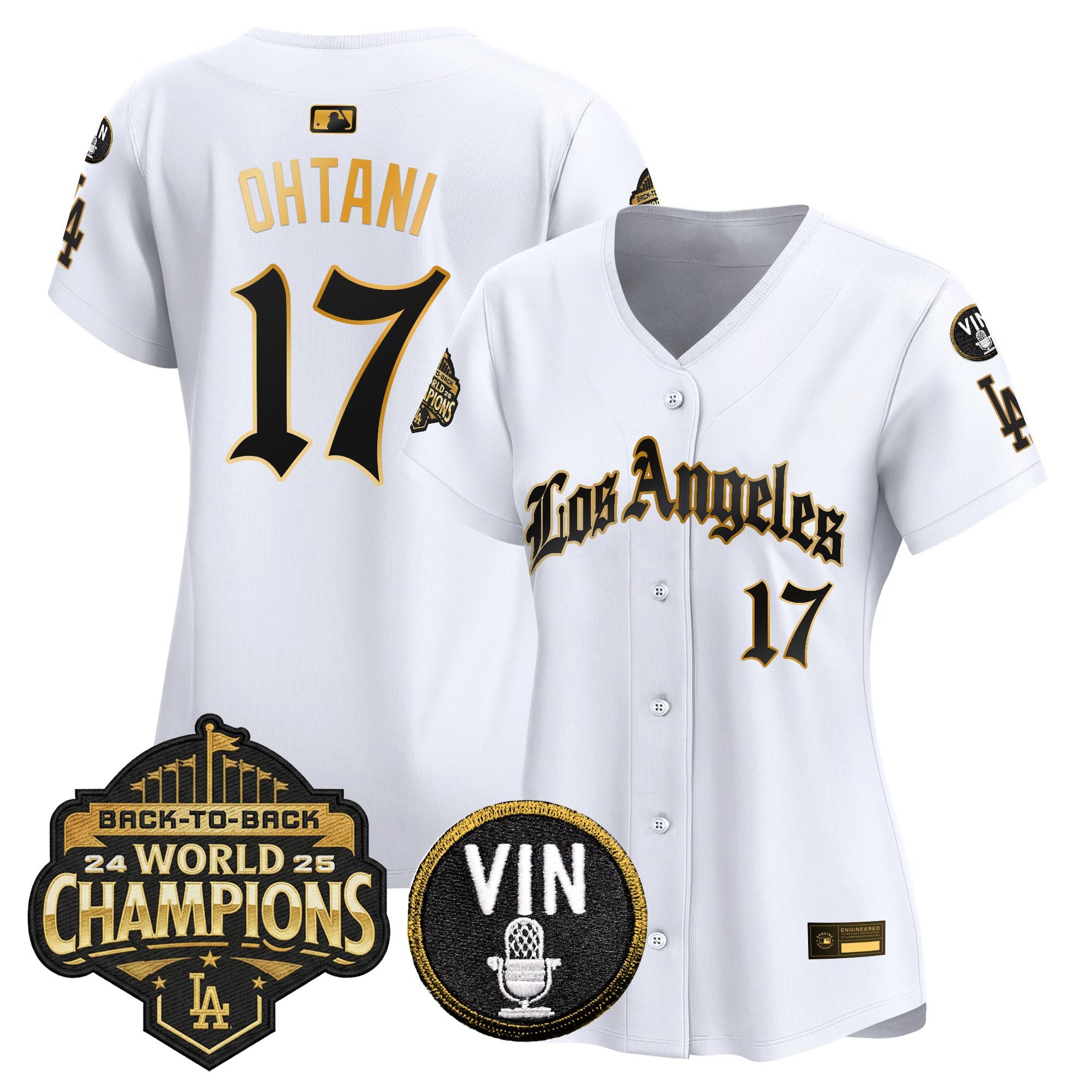 Women's Dodgers 2025 Back-To-Back Champions Vapor Premier Limited Jersey - LA Gothic Edition - All Stitched