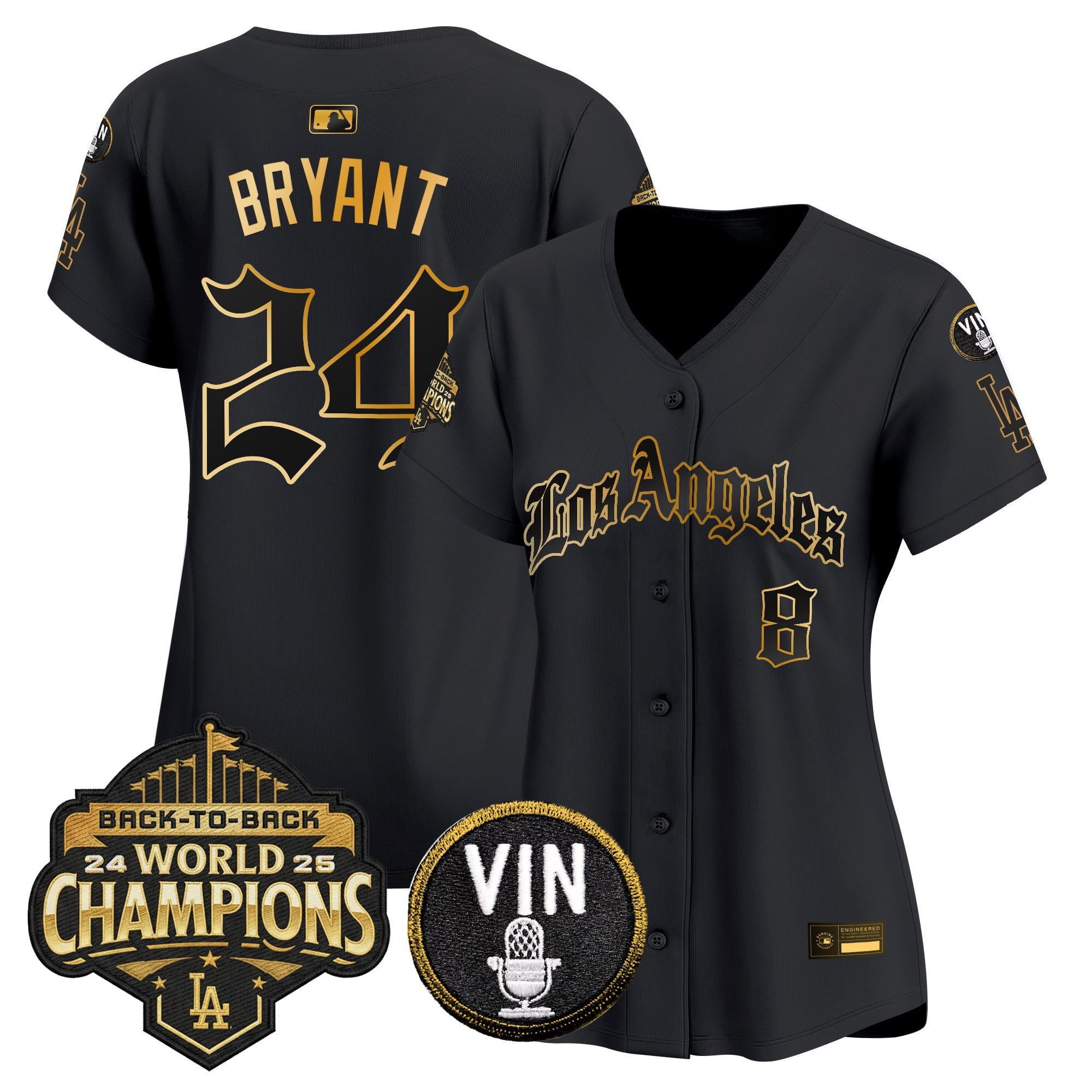 Women's Dodgers 2025 Back-To-Back Champions Vapor Premier Limited Jersey - LA Gothic Edition - All Stitched
