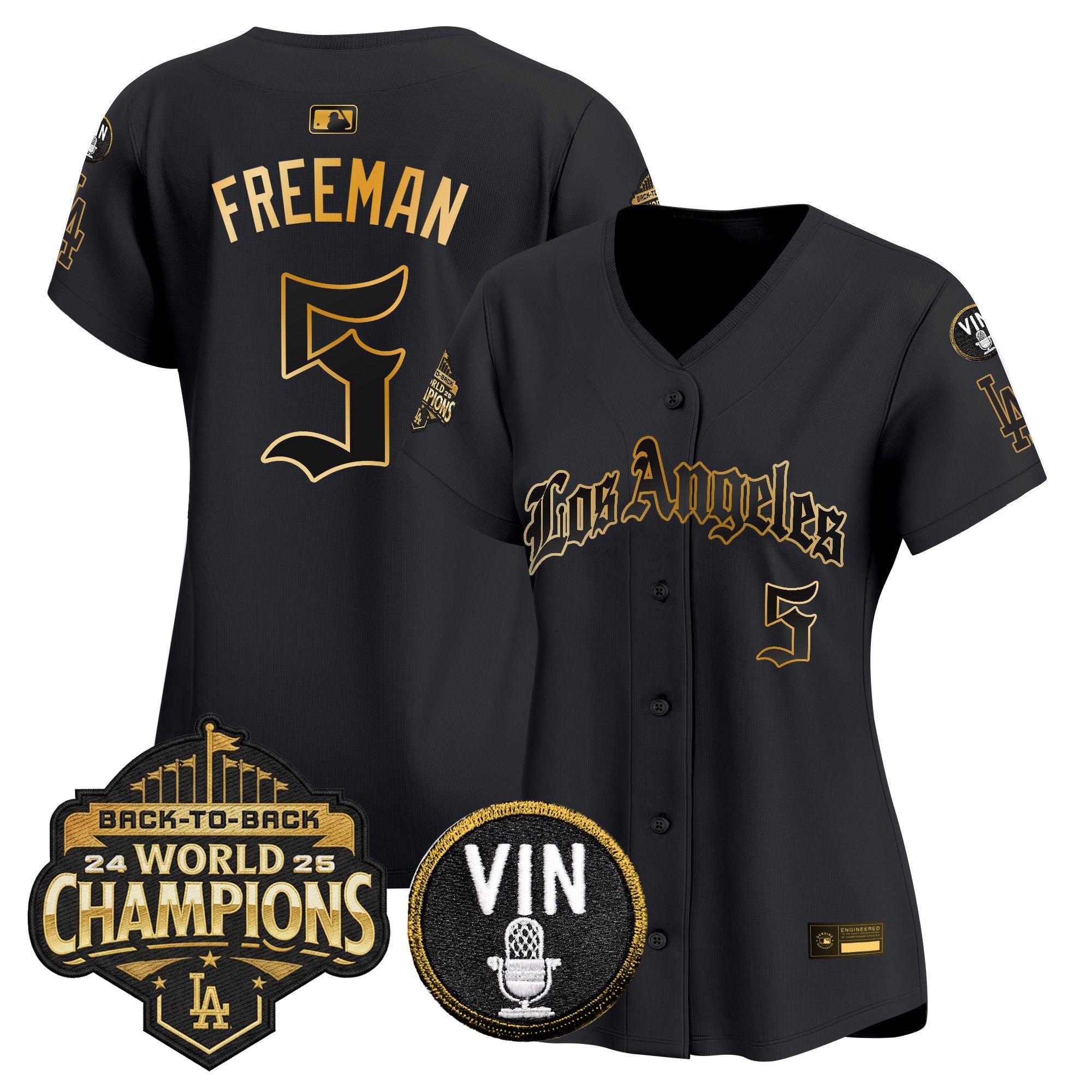 Women's Dodgers 2025 Back-To-Back Champions Vapor Premier Limited Jersey - LA Gothic Edition - All Stitched