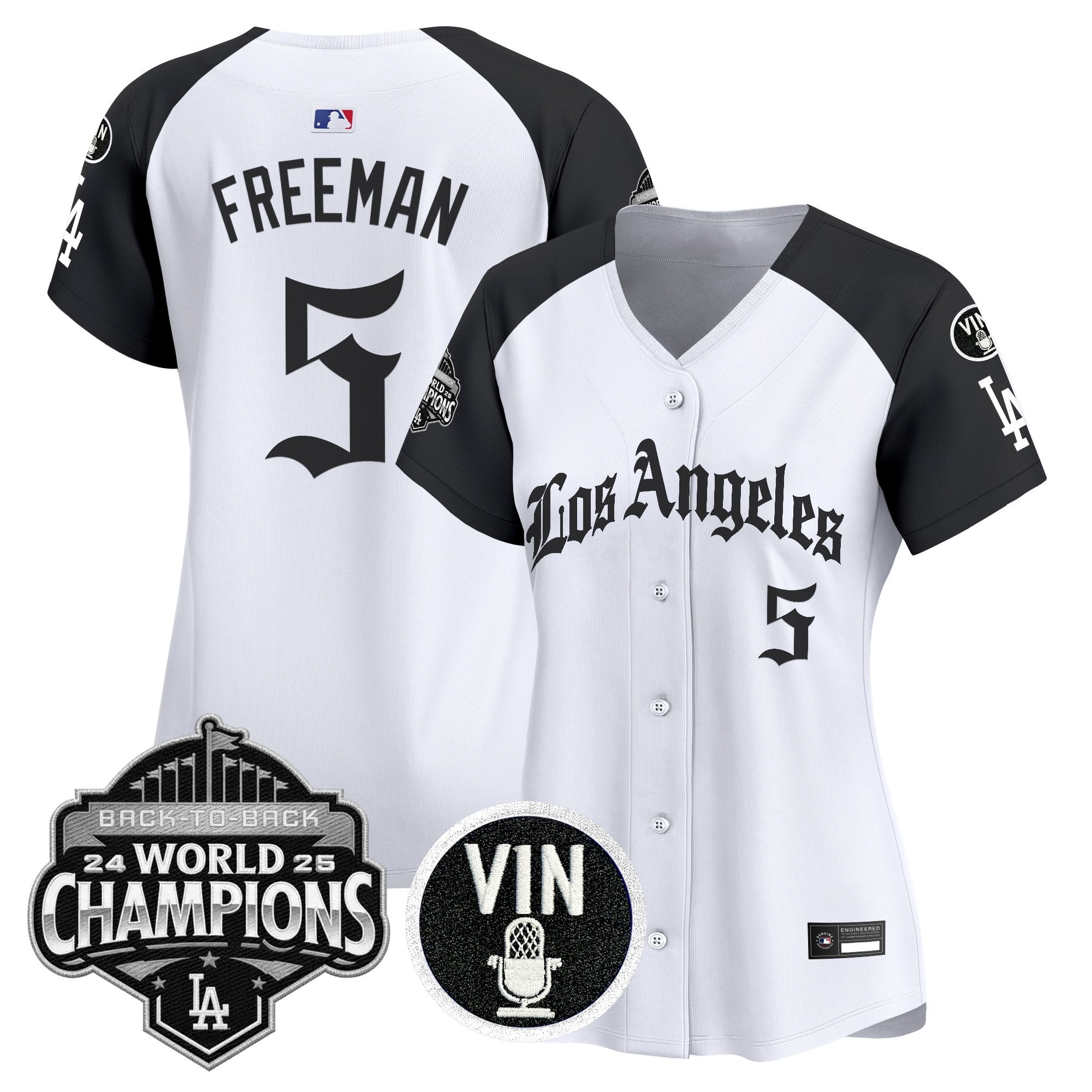 Women's Dodgers 2025 Back-To-Back Champions Vapor Premier Limited Jersey - LA Gothic Edition - All Stitched