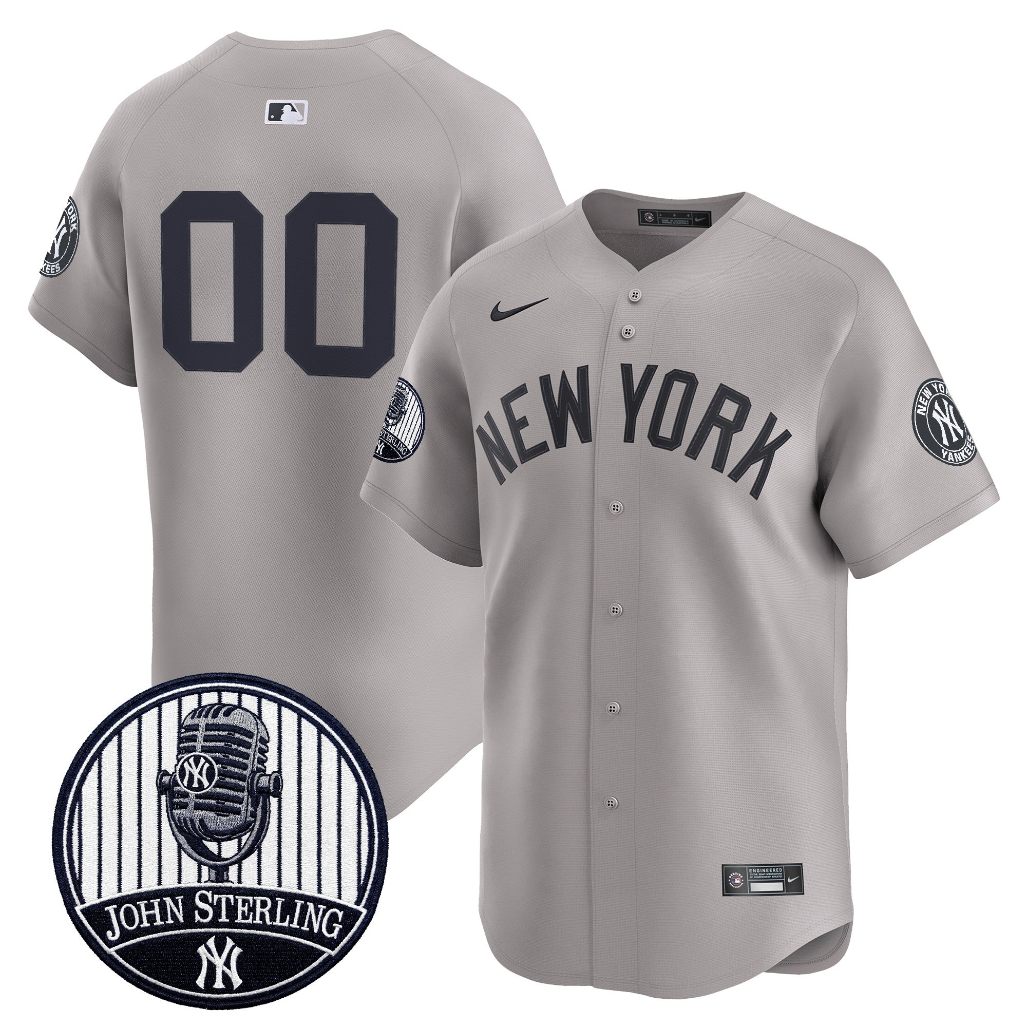 Yankees John Sterling "The Voice of the Yankees" Tribute Patch Vapor Premier Limited Custom Jersey V3 - All Stitched