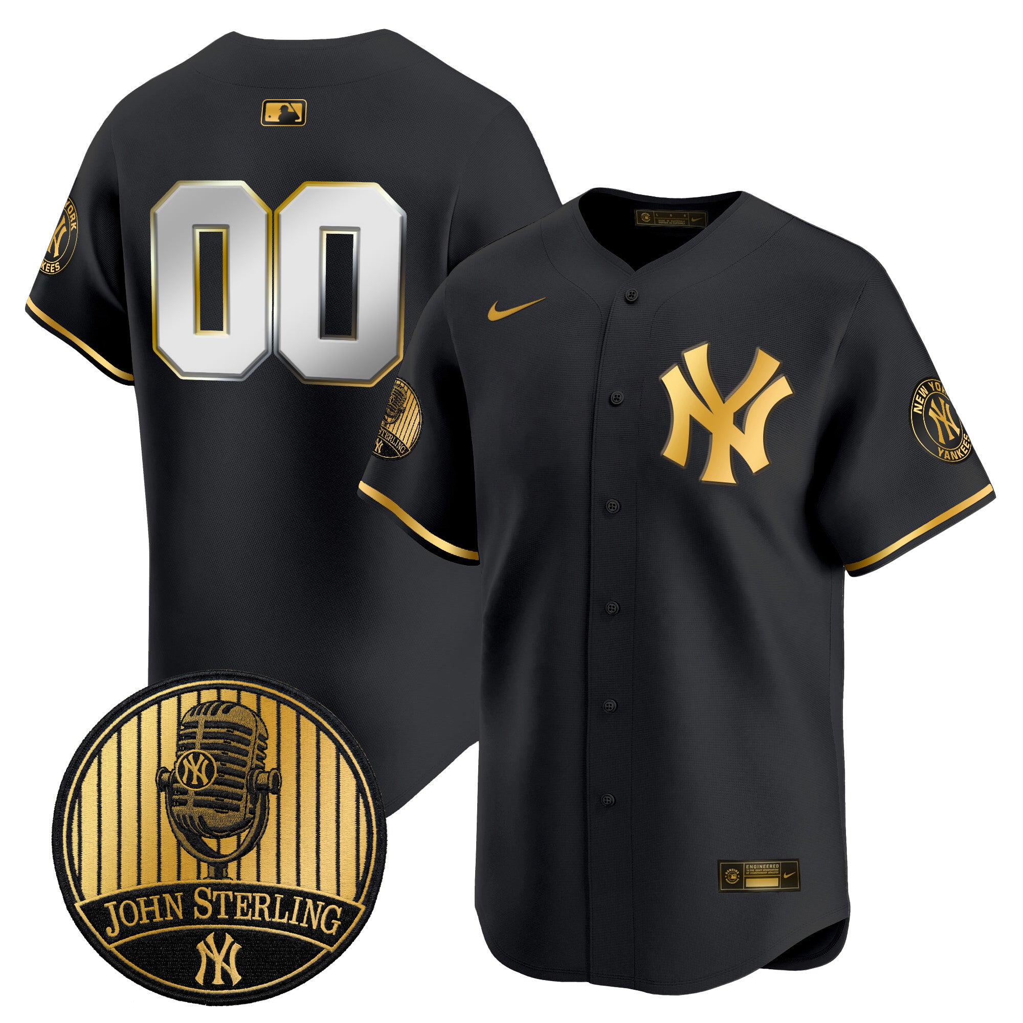 Yankees John Sterling "The Voice of the Yankees" Tribute Patch Vapor Premier Limited Custom Jersey V3 - All Stitched