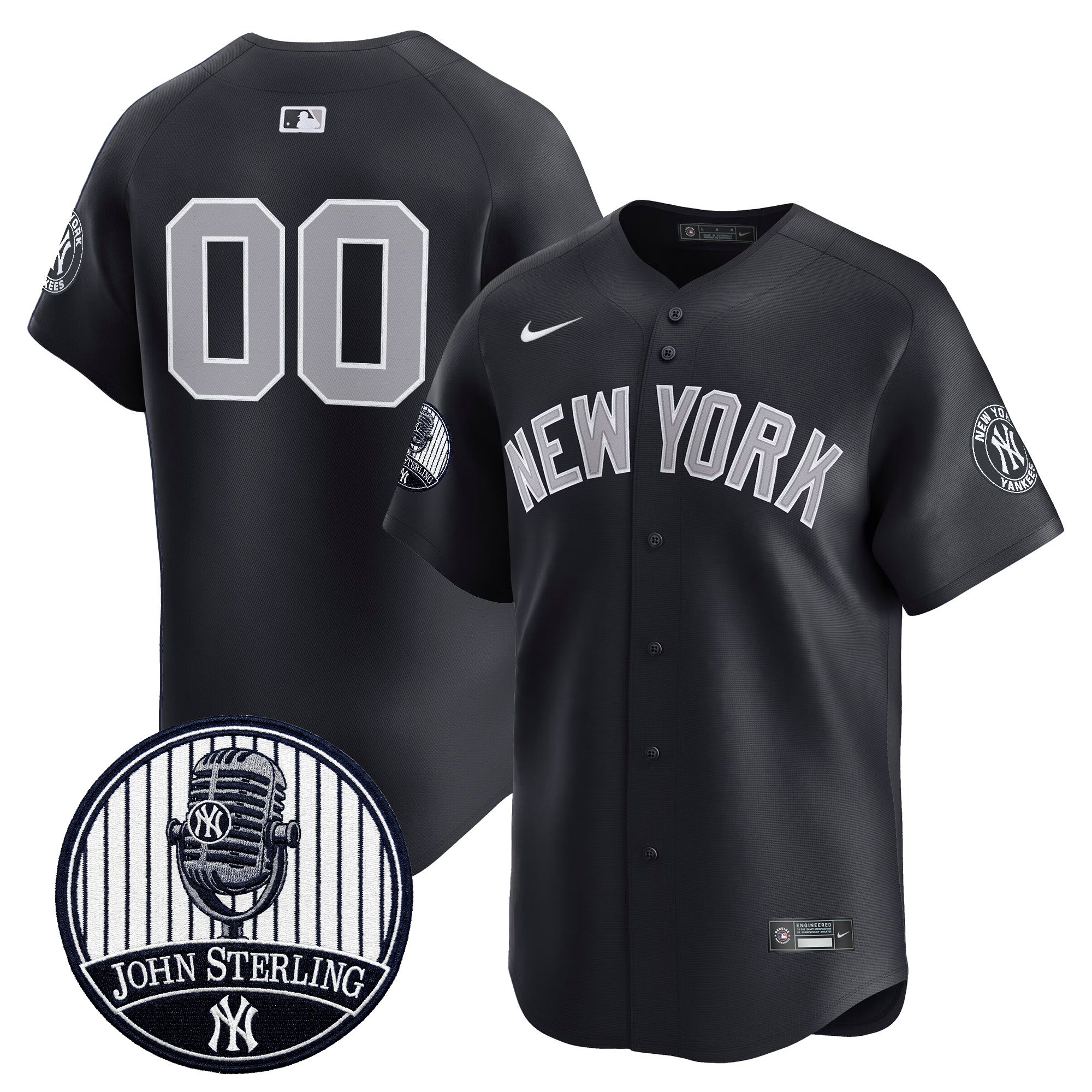 Yankees John Sterling "The Voice of the Yankees" Tribute Patch Vapor Premier Limited Custom Jersey V3 - All Stitched