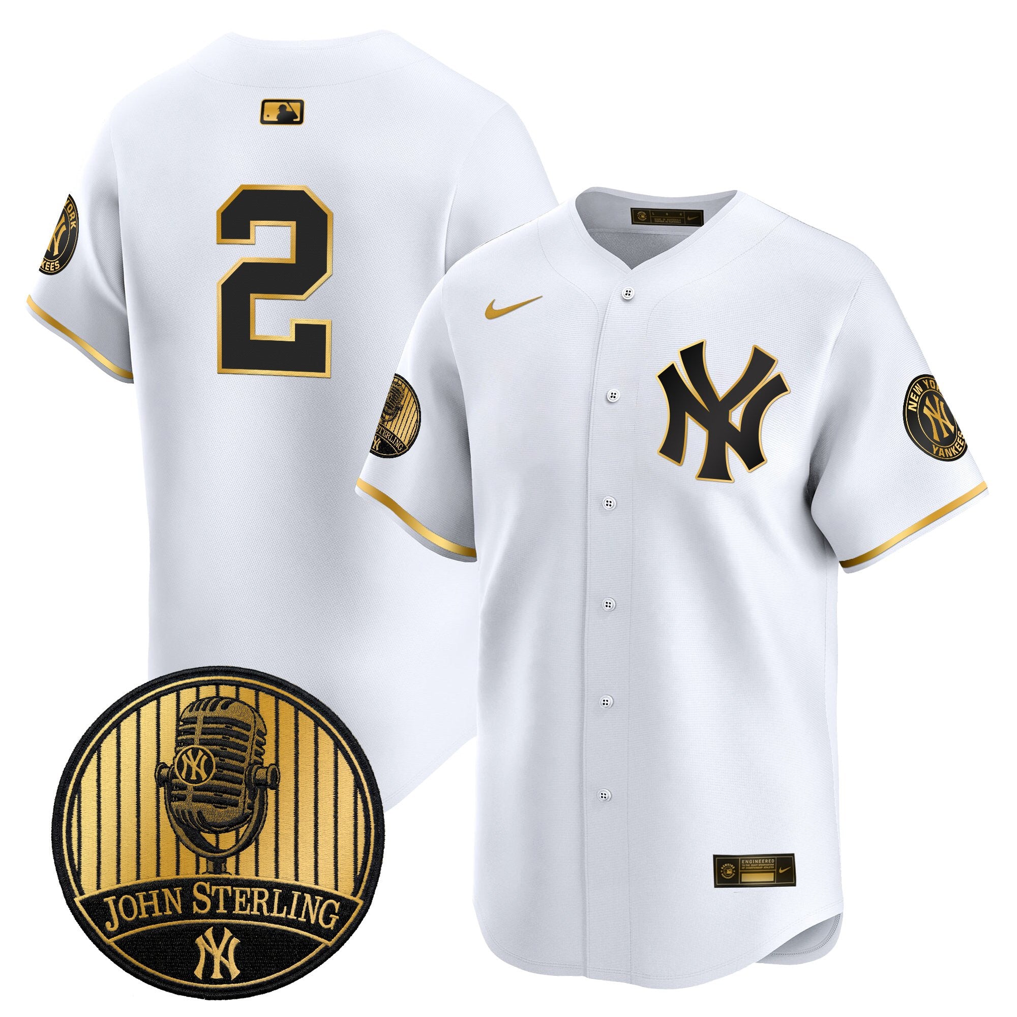 Men's Yankees John Sterling "The Voice of the Yankees" Tribute Patch Vapor Premier Limited Jersey V3 - All Stitched