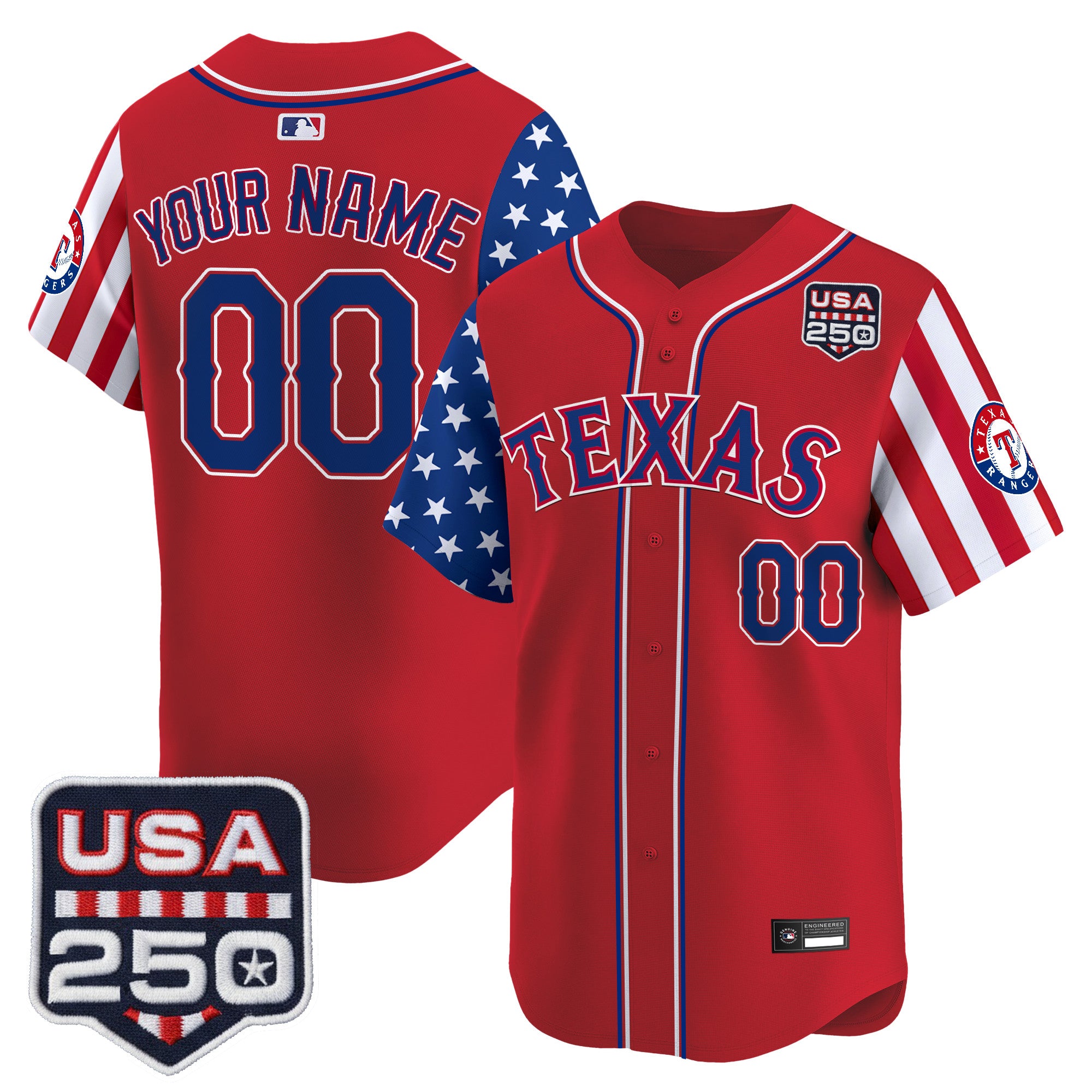 Texas Rangers "America 250 Edition" Vapor Premier Limited Custom Jersey - All Stitched