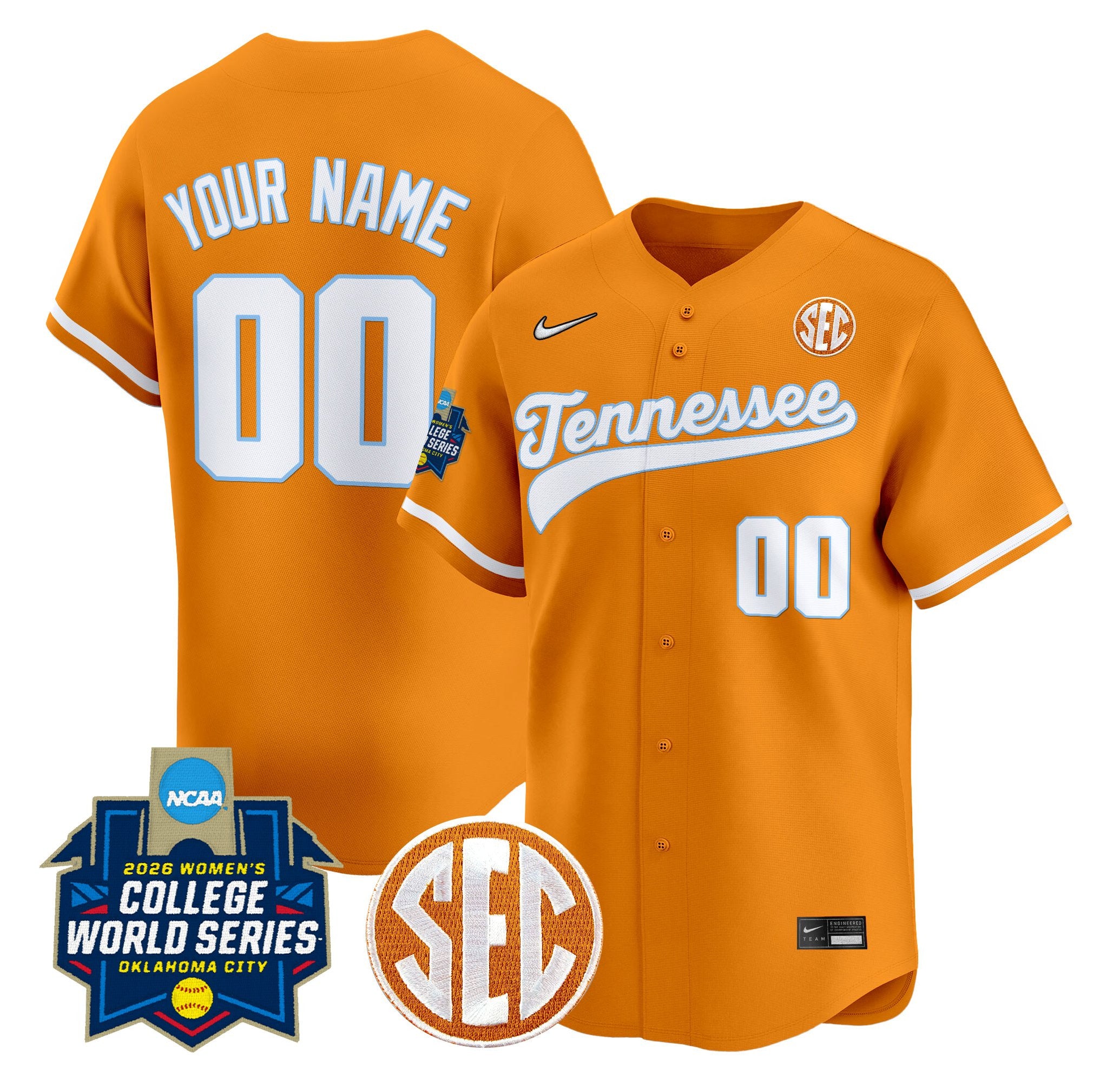 Tennessee Volunteers Softball 2026 World Series (WCWS) Vapor Premier Limited Custom Jersey - All Stitched