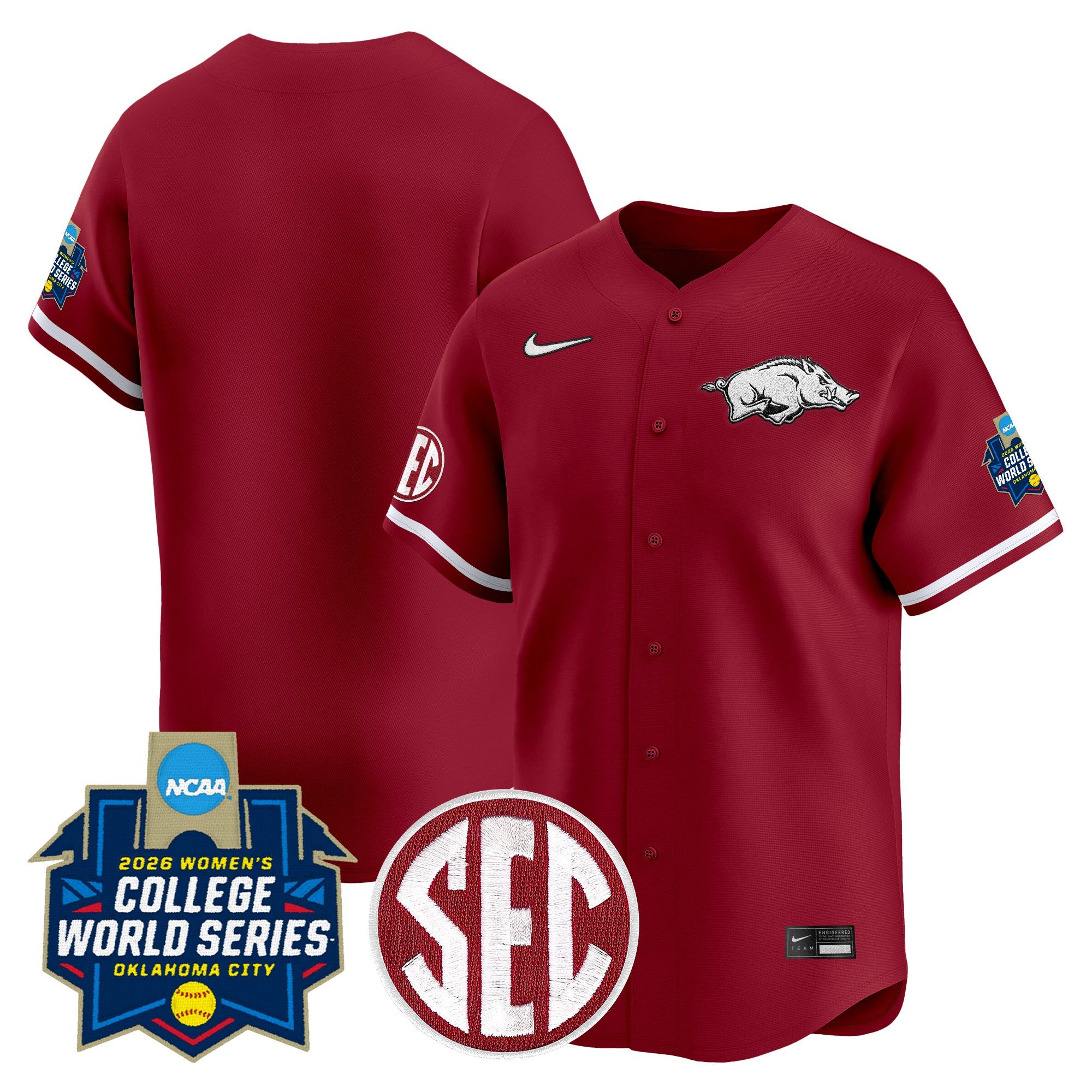 Men's Size - Arkansas Softball 2026 World Series (WCWS) Vapor Premier Limited Jersey - All Stitched